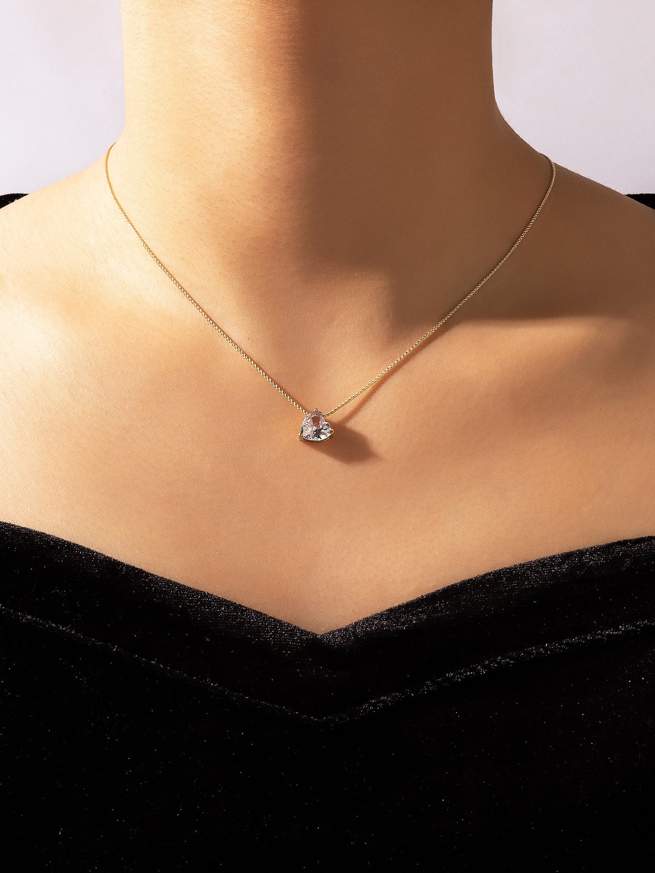 Cubic Zirconia Round Charm Necklace