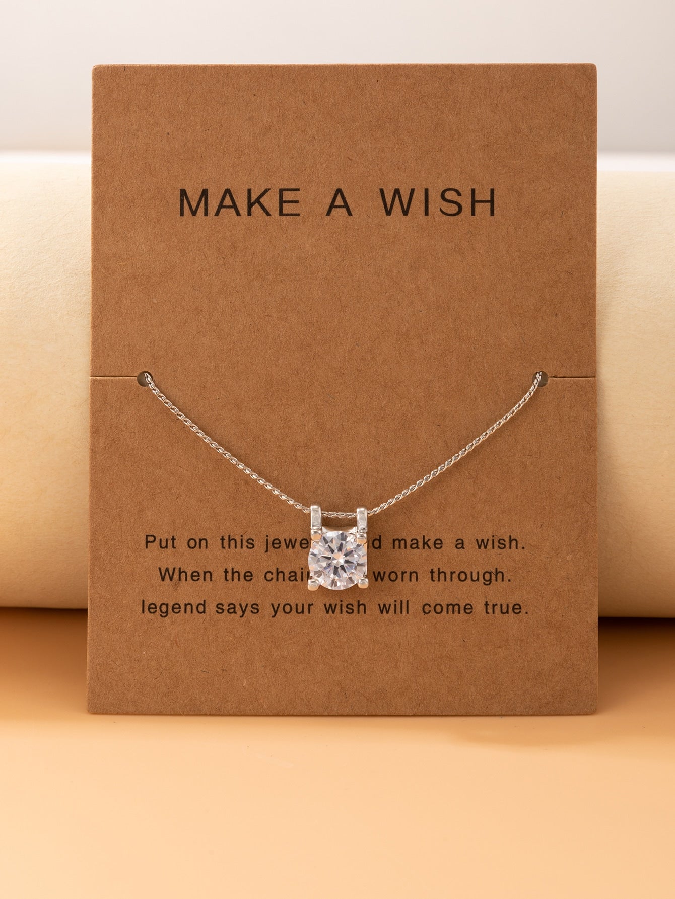Cubic Zirconia Round Charm Necklace