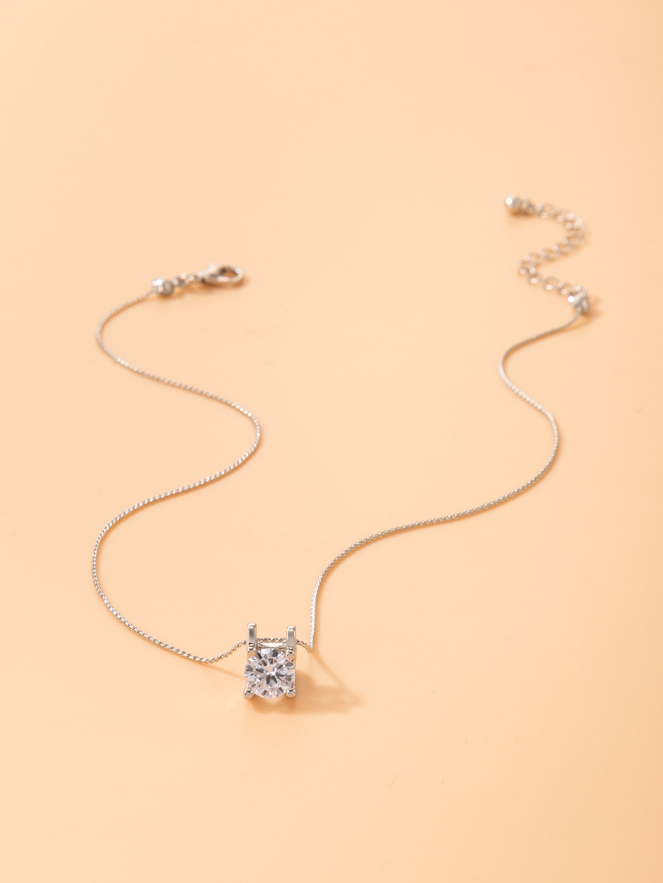 Cubic Zirconia Round Charm Necklace