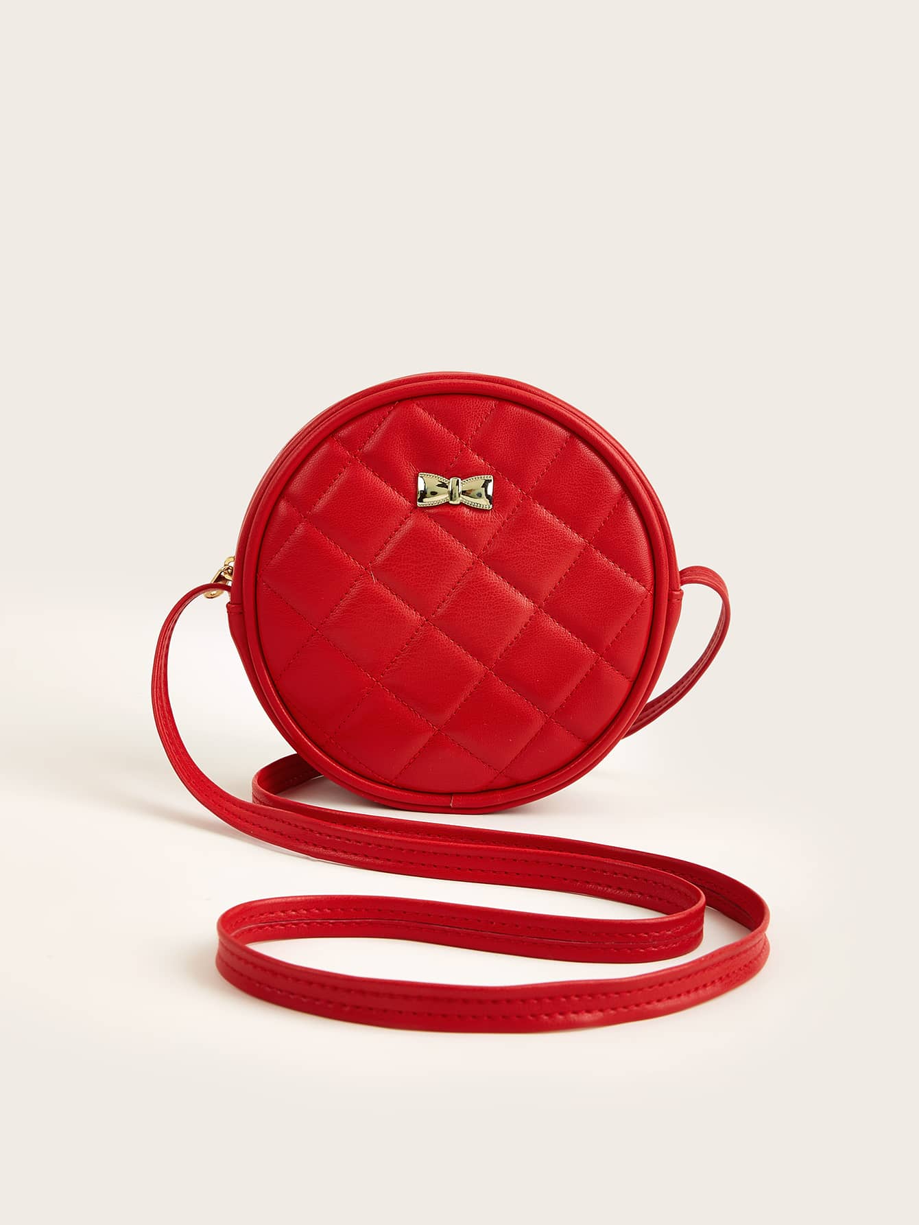 Girls Quilted Bow Decor Circle Bag