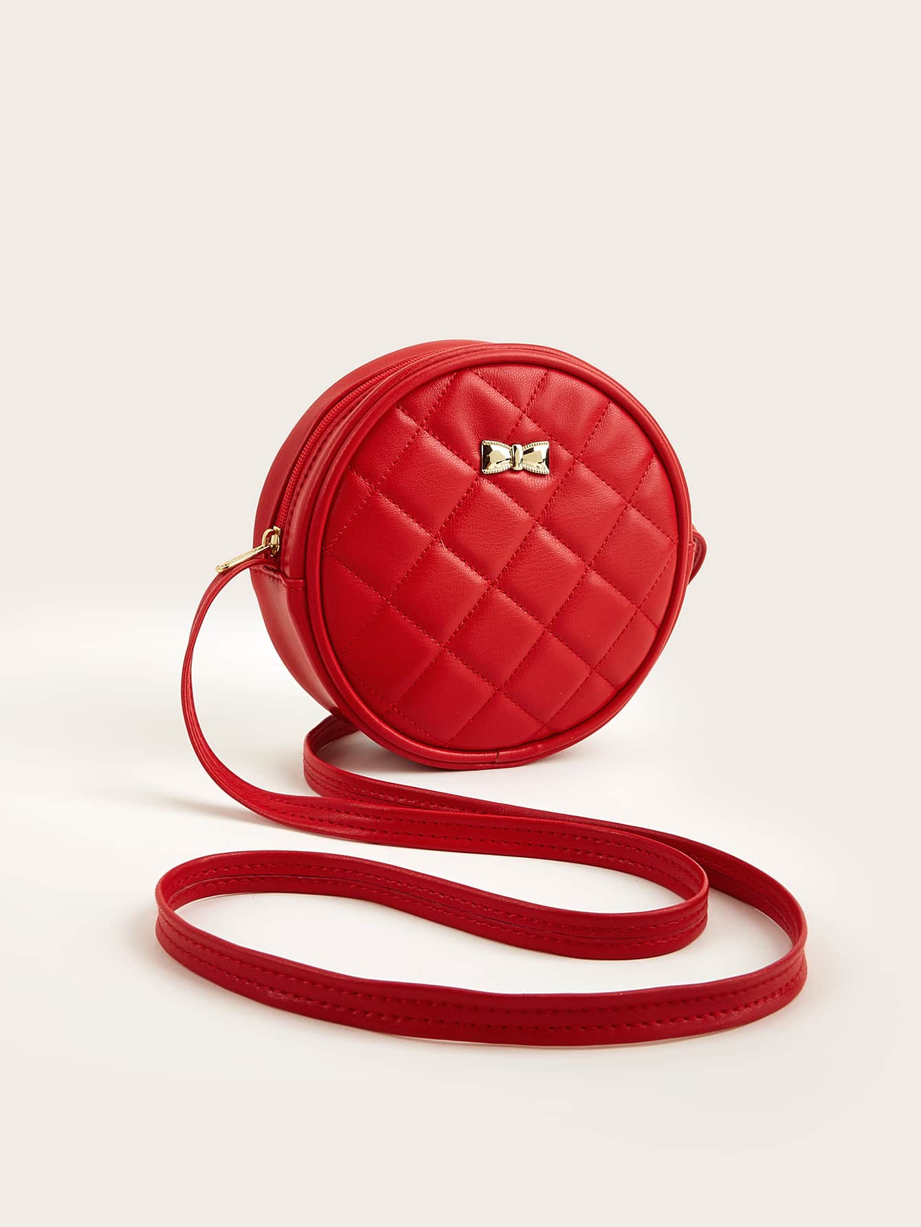 Girls Quilted Bow Decor Circle Bag
