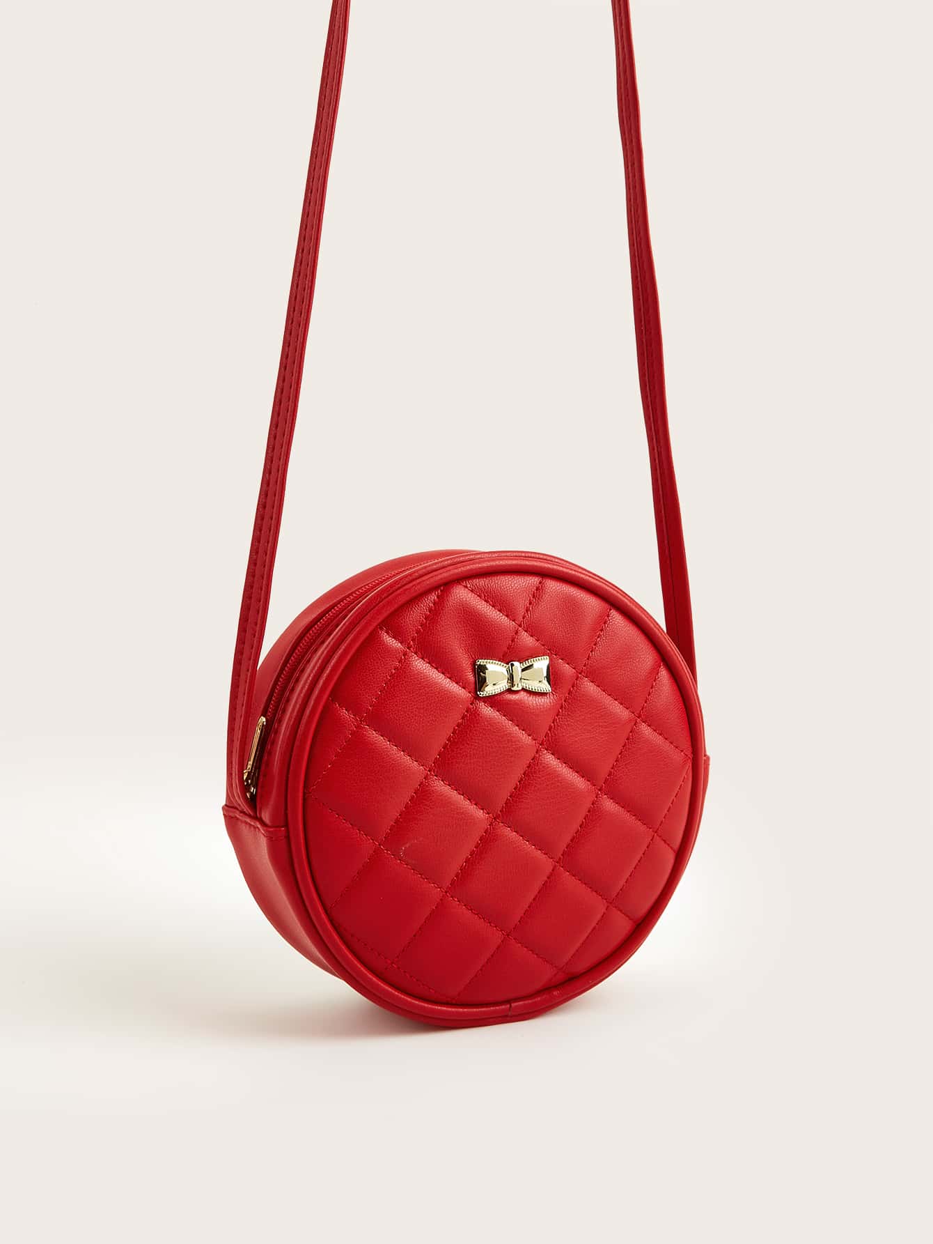 Girls Quilted Bow Decor Circle Bag