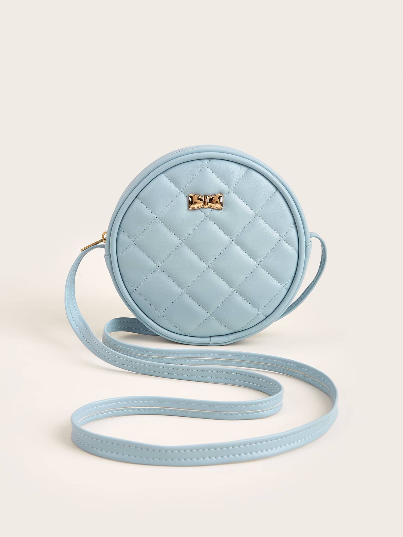 Girls Quilted Bow Decor Circle Bag
