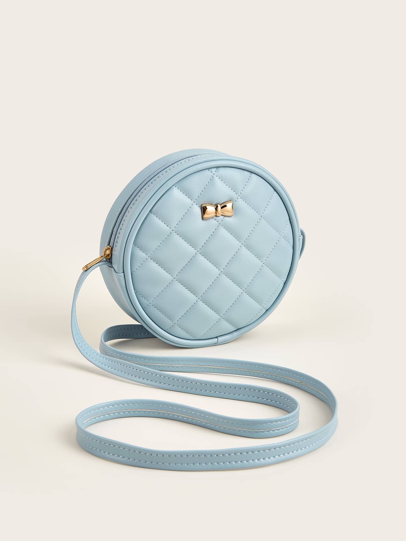 Girls Quilted Bow Decor Circle Bag
