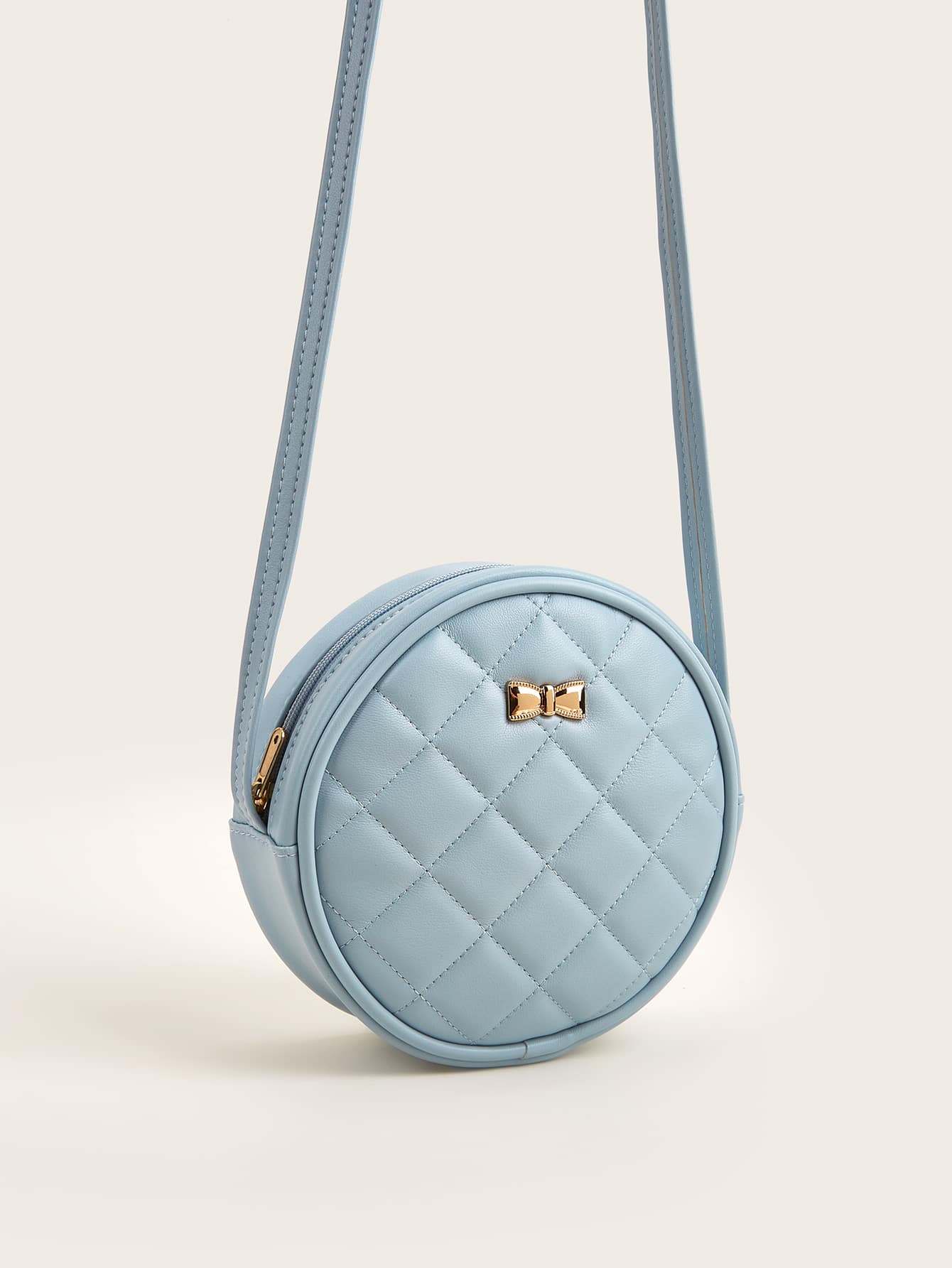 Girls Quilted Bow Decor Circle Bag
