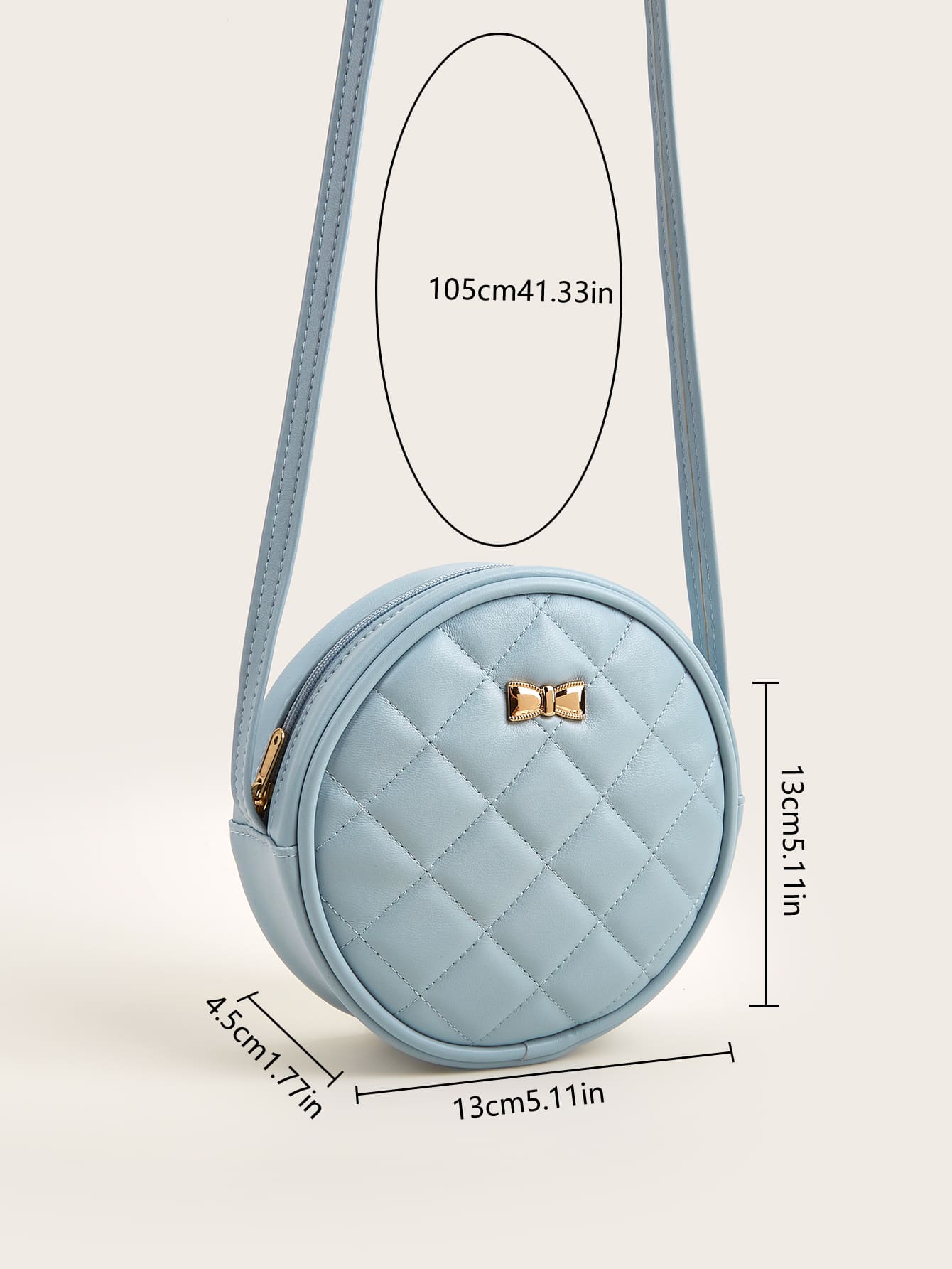 Girls Quilted Bow Decor Circle Bag