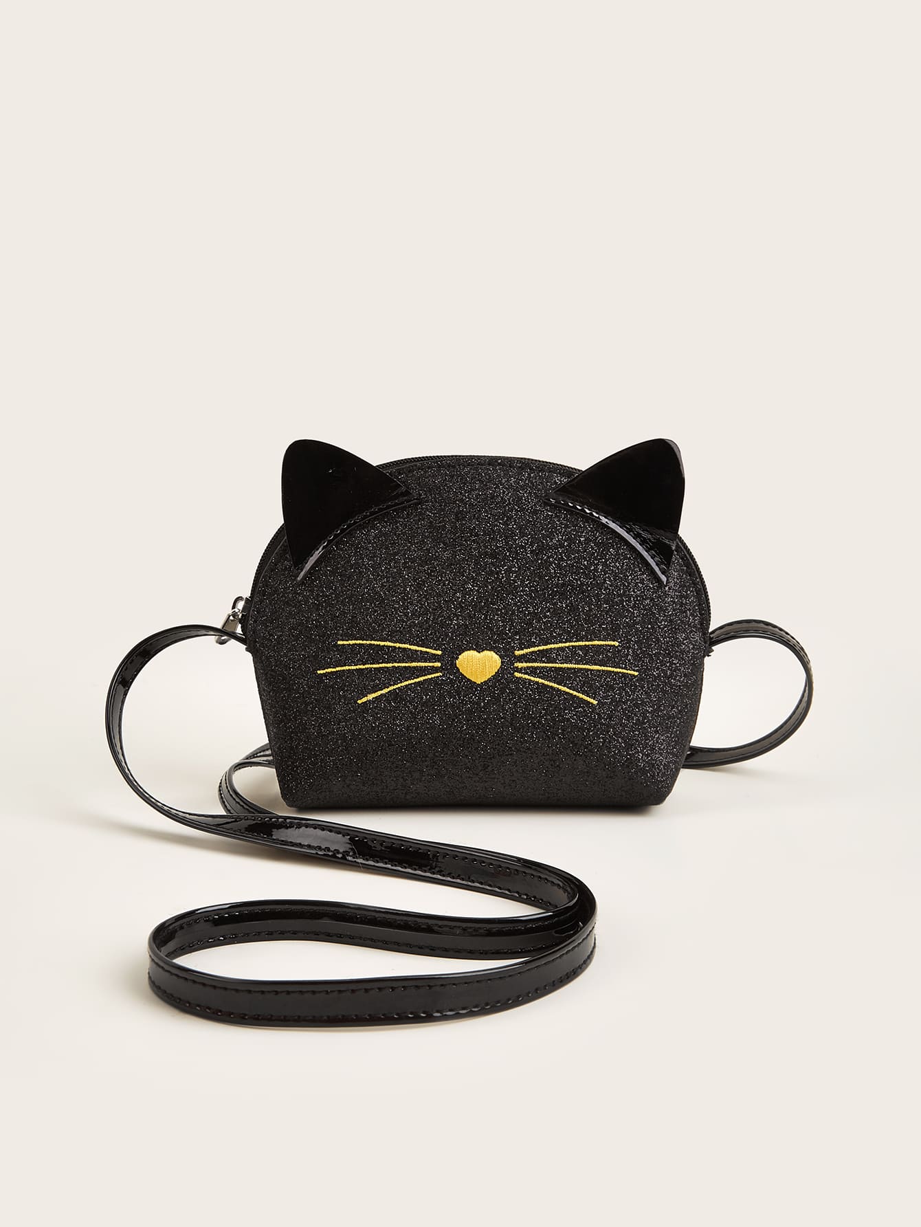 Girls Glitter Decor Cartoon Design Crossbody Bag