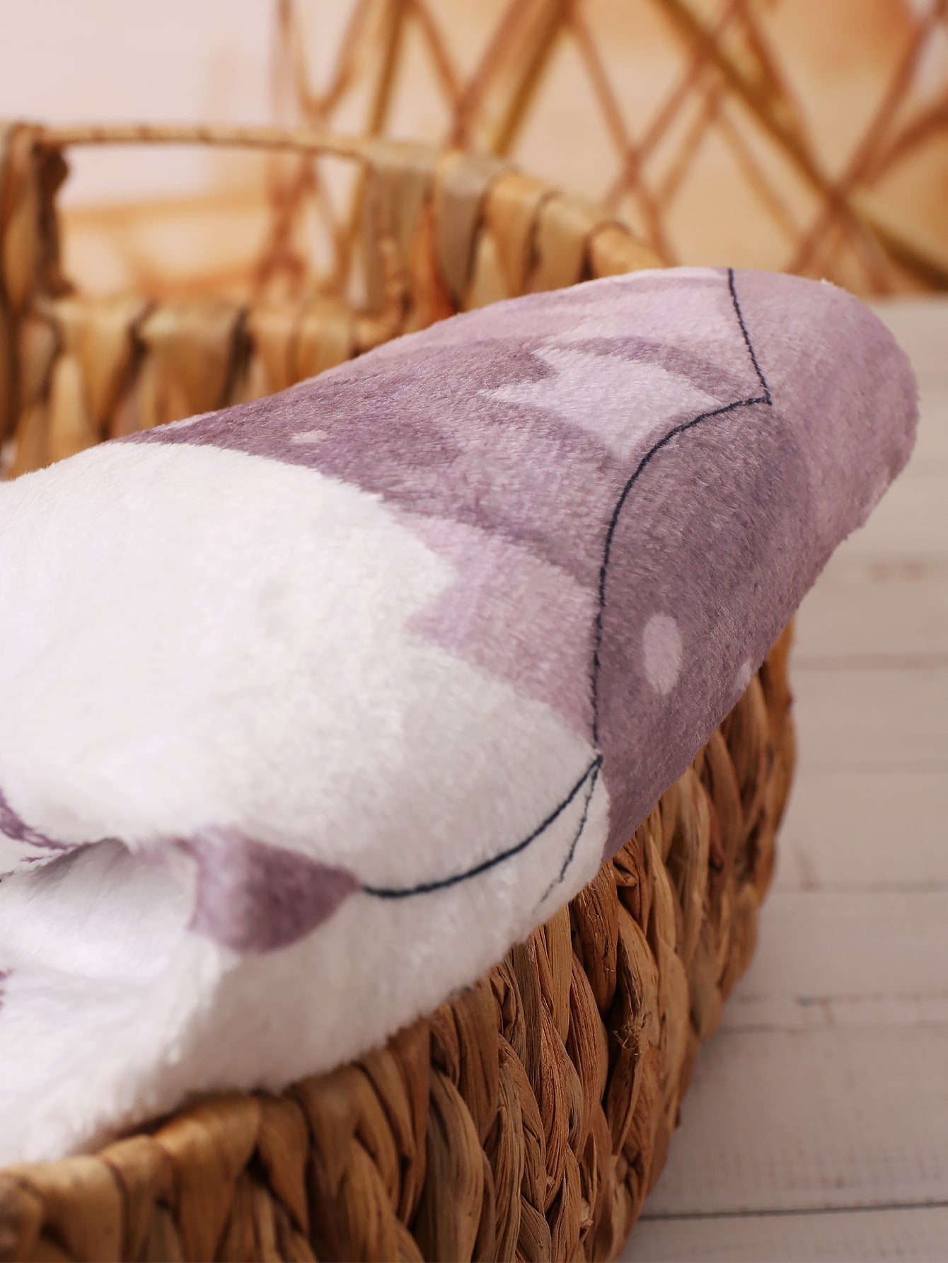 Newborn Photography Cartoon Graphic Pompom Trim Blanket With 2pcs Accessories