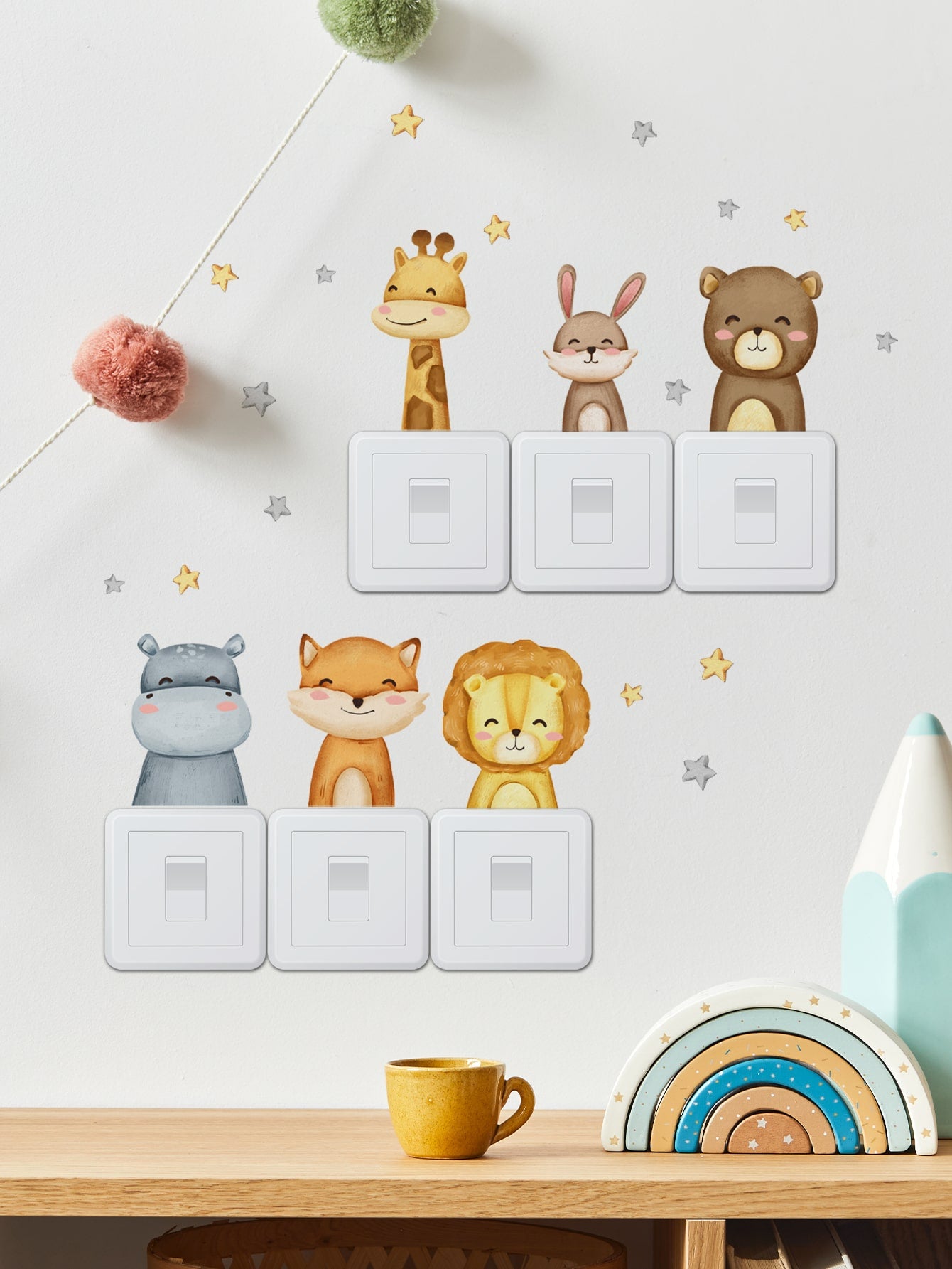 1pc Cartoon Animal Pattern Switch Outlet Wall Sticker