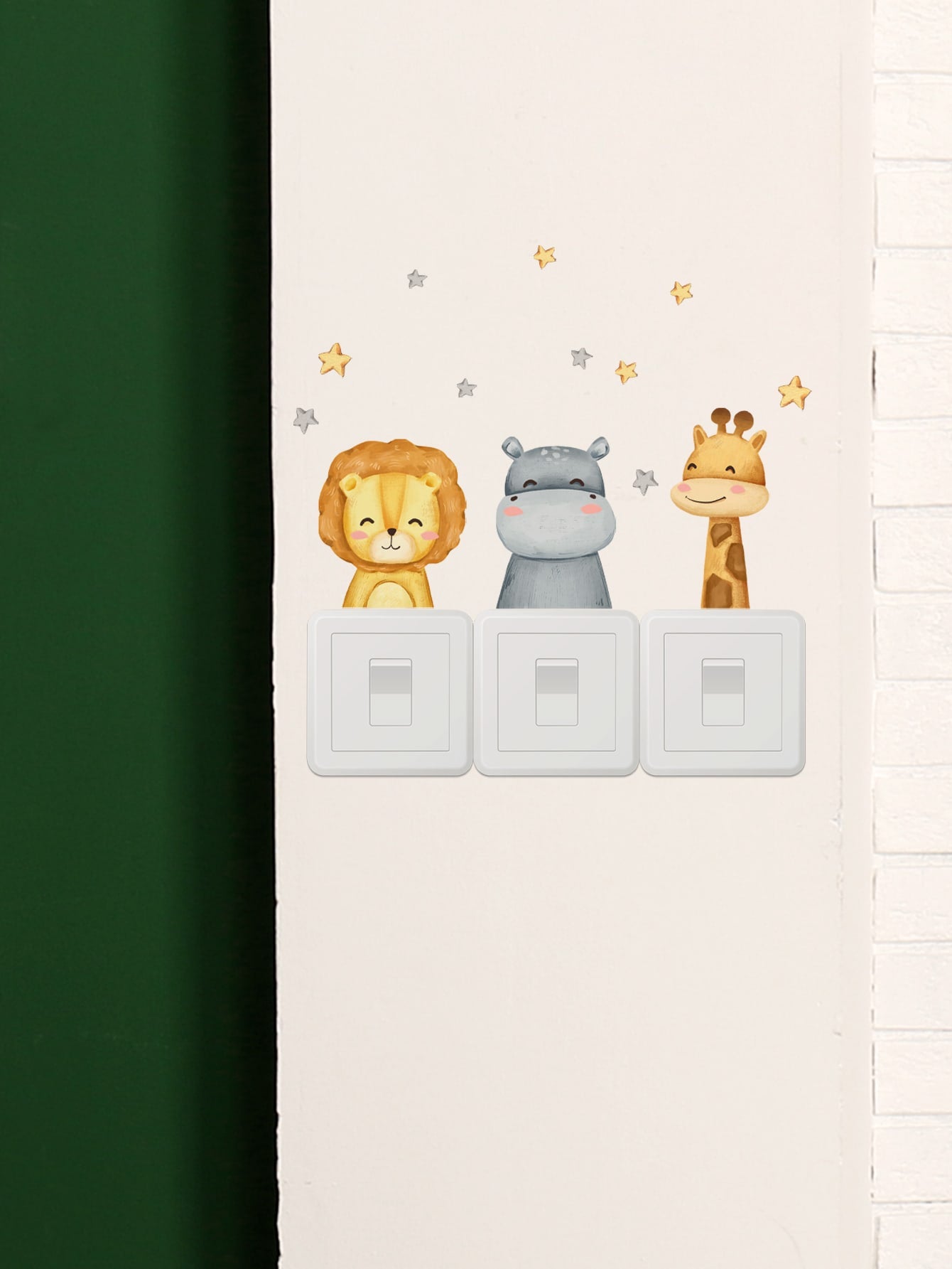 1pc Cartoon Animal Pattern Switch Outlet Wall Sticker