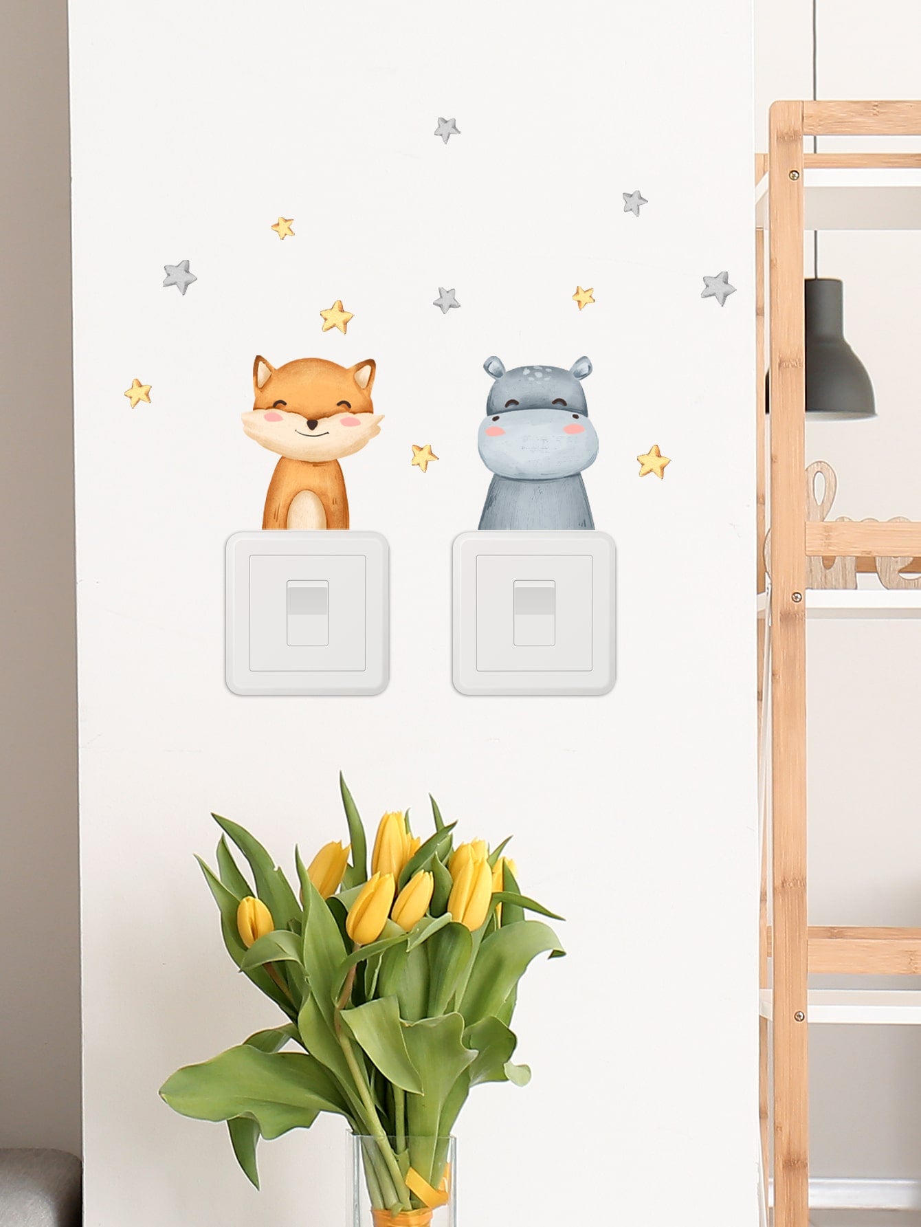 1pc Cartoon Animal Pattern Switch Outlet Wall Sticker