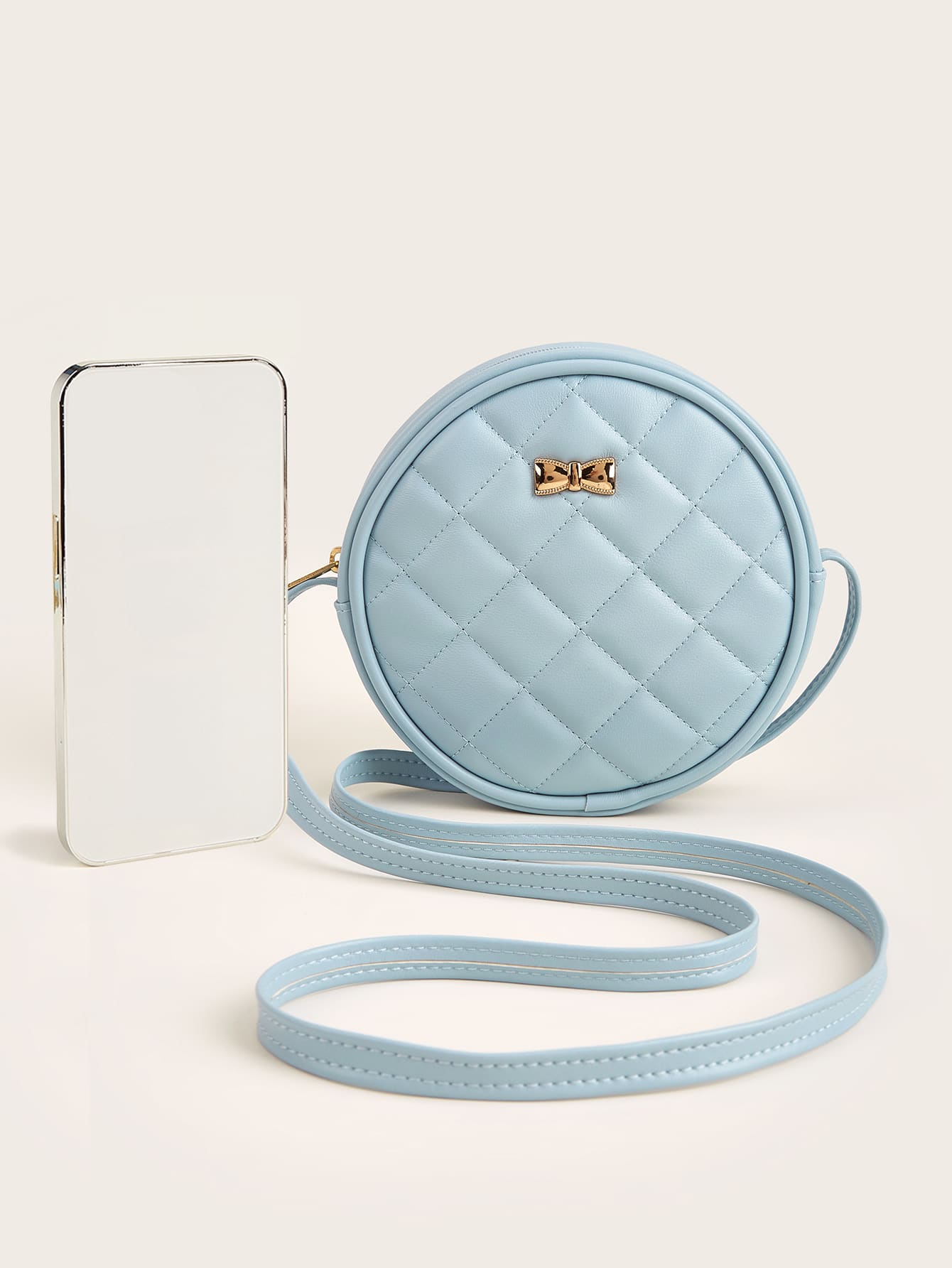 Girls Quilted Bow Decor Circle Bag