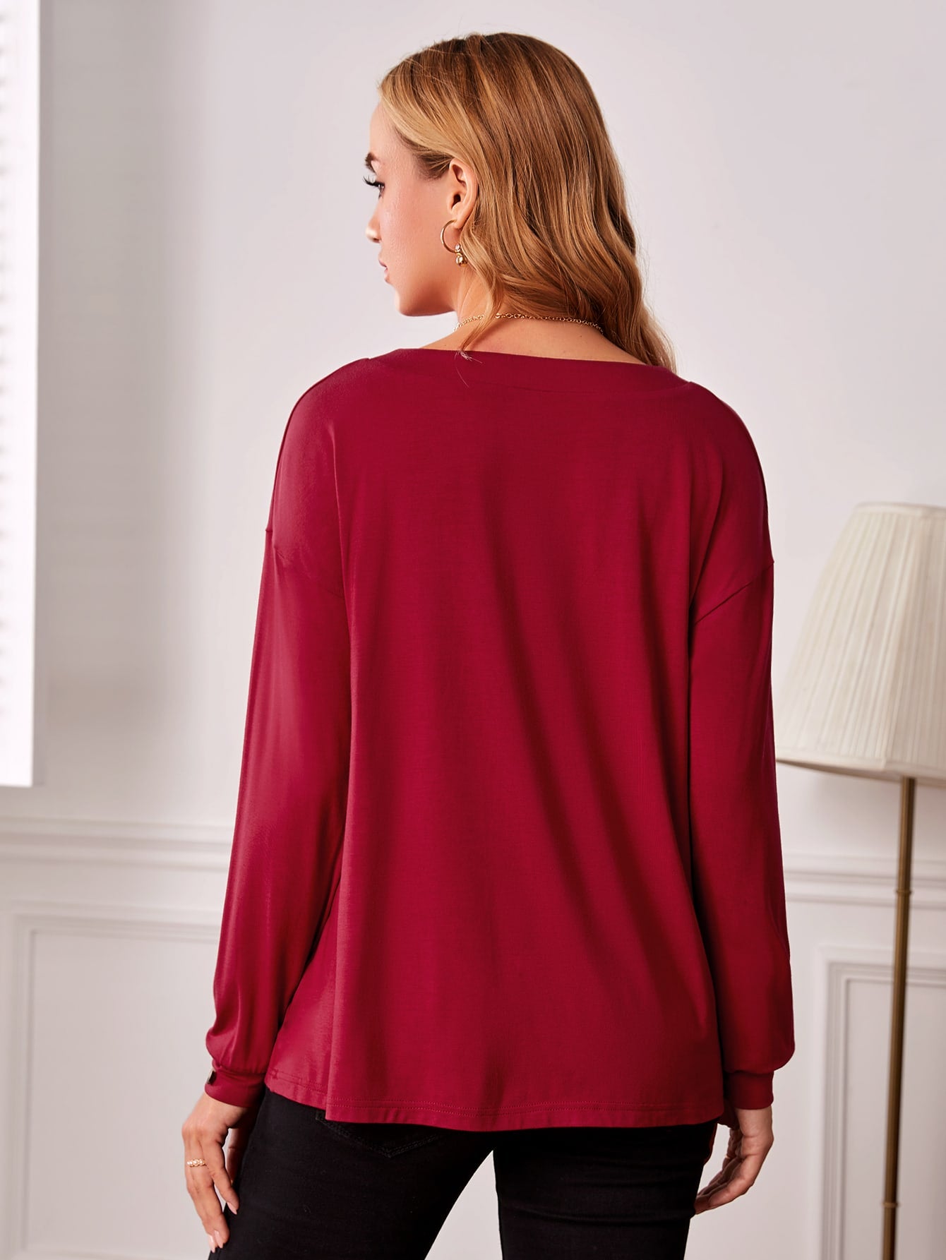 Maternity V Neck Button Detail Tee