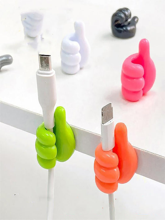 10pcs Thumb up Design Random Color Storage Holder Max Creative Thumb Hook Cable Organizer Adapter Keeper Cable Holder Lanyard Accessories Organizing Wiring Clip Cable Securing Cord Storage USB Data Cable Cord Loop