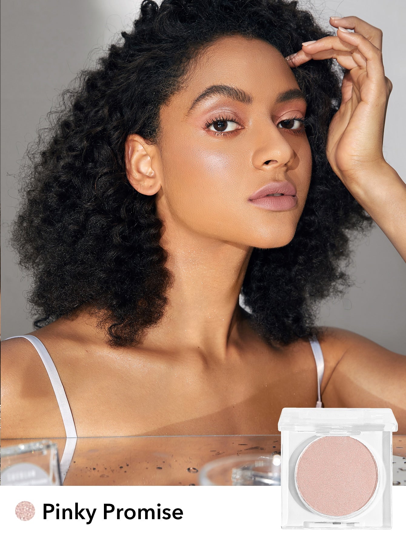 SHEGLAM Cosmic Crystal Mousse Highlighter - Pinky Promise Powder Highlighter Powder Shimmer Long Wear Brightening Non-Caking Glow Highlighter
