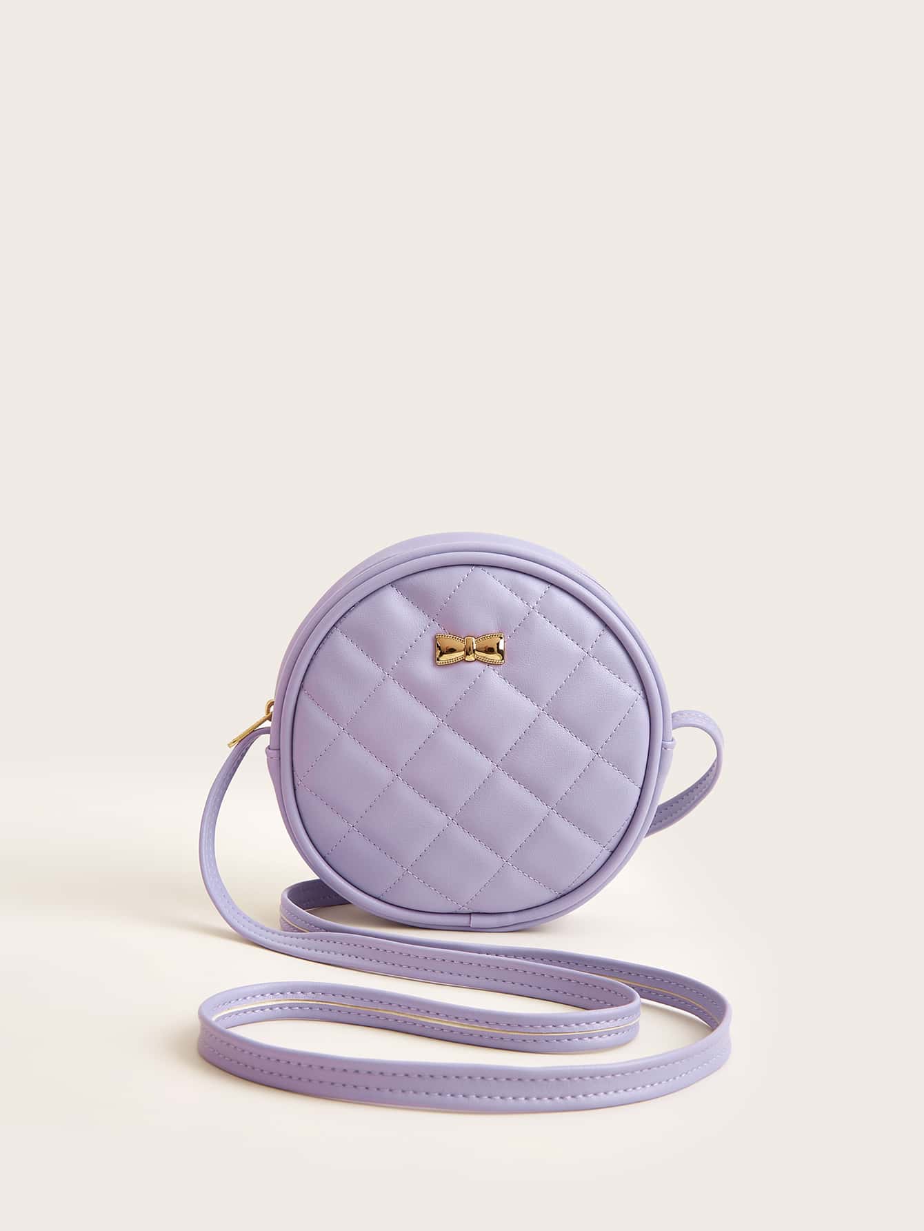 Girls Quilted Bow Decor Circle Bag