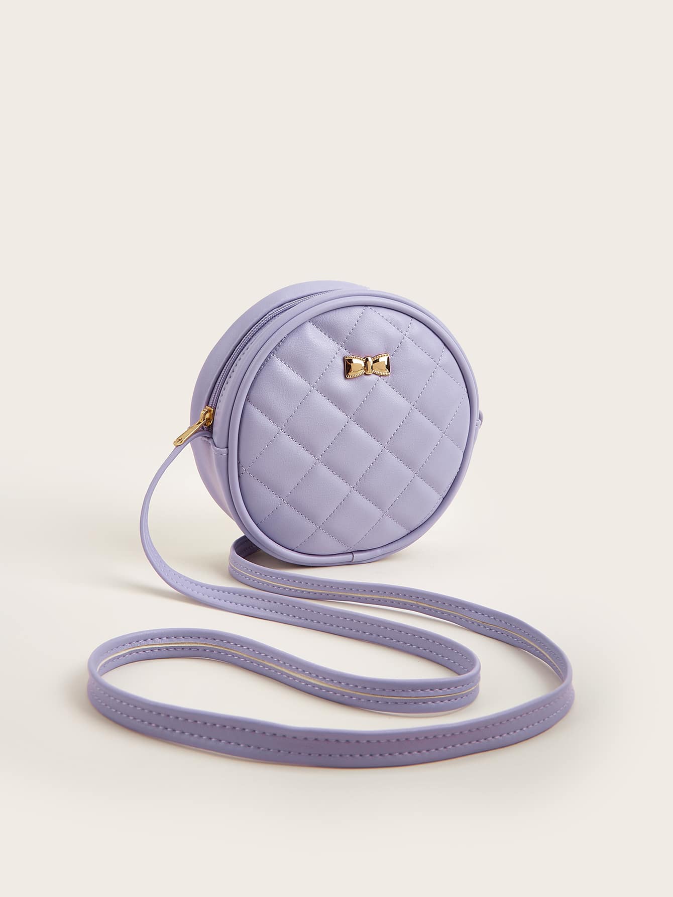 Girls Quilted Bow Decor Circle Bag