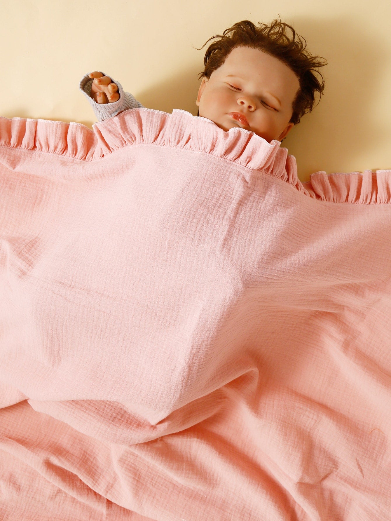 1pc Baby Ruffle Trim Swaddling Blanket