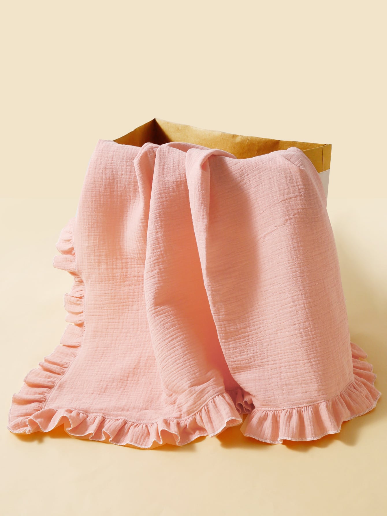 1pc Baby Ruffle Trim Swaddling Blanket