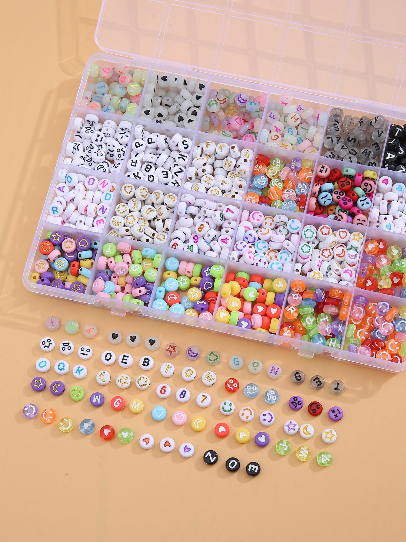1box Heart Letter Detail Bead