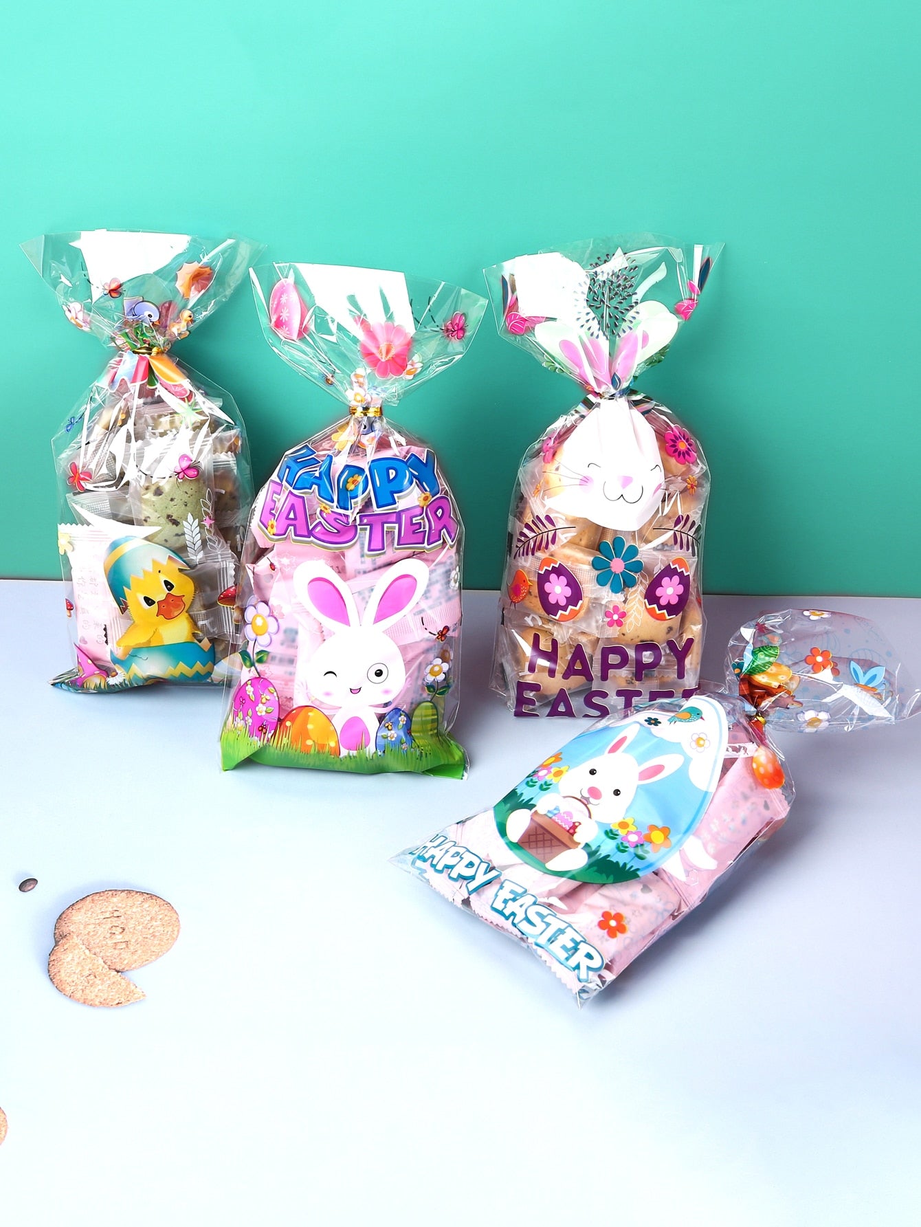 50pcs Easter Rabbit Slogan Graphic Packaging Bag