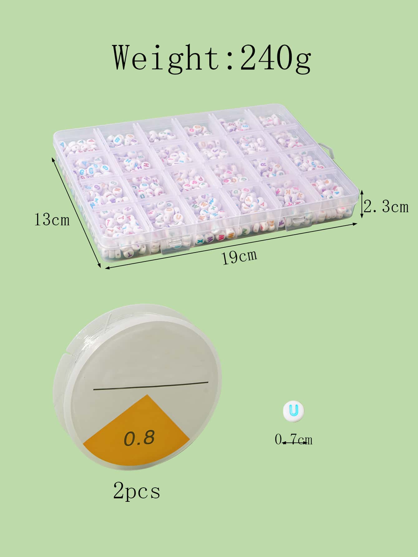 1box Letter Detail DIY Bead 2rolls Elastic Thread