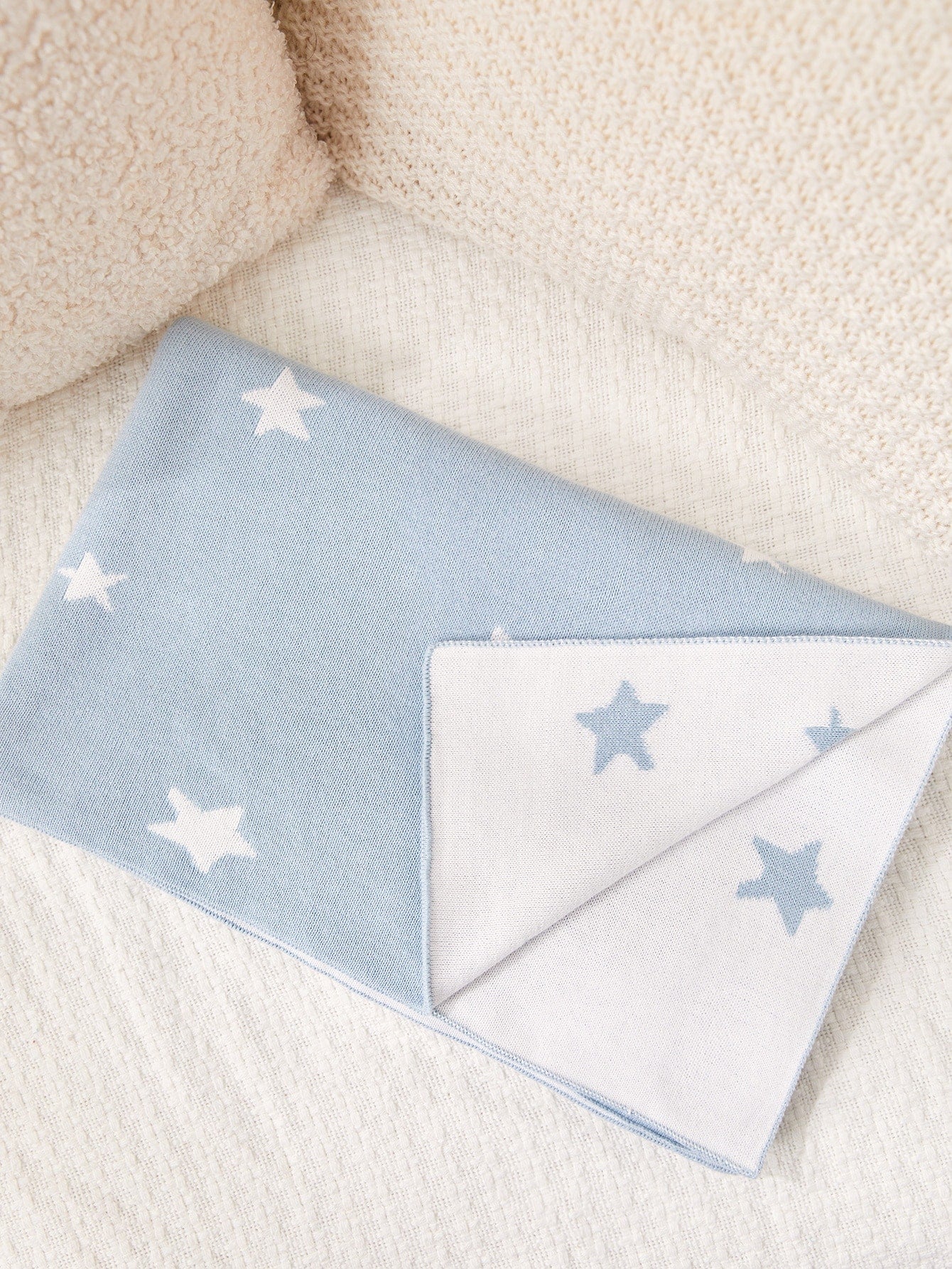 1pc Baby Star Pattern Knit Swaddling Blanket