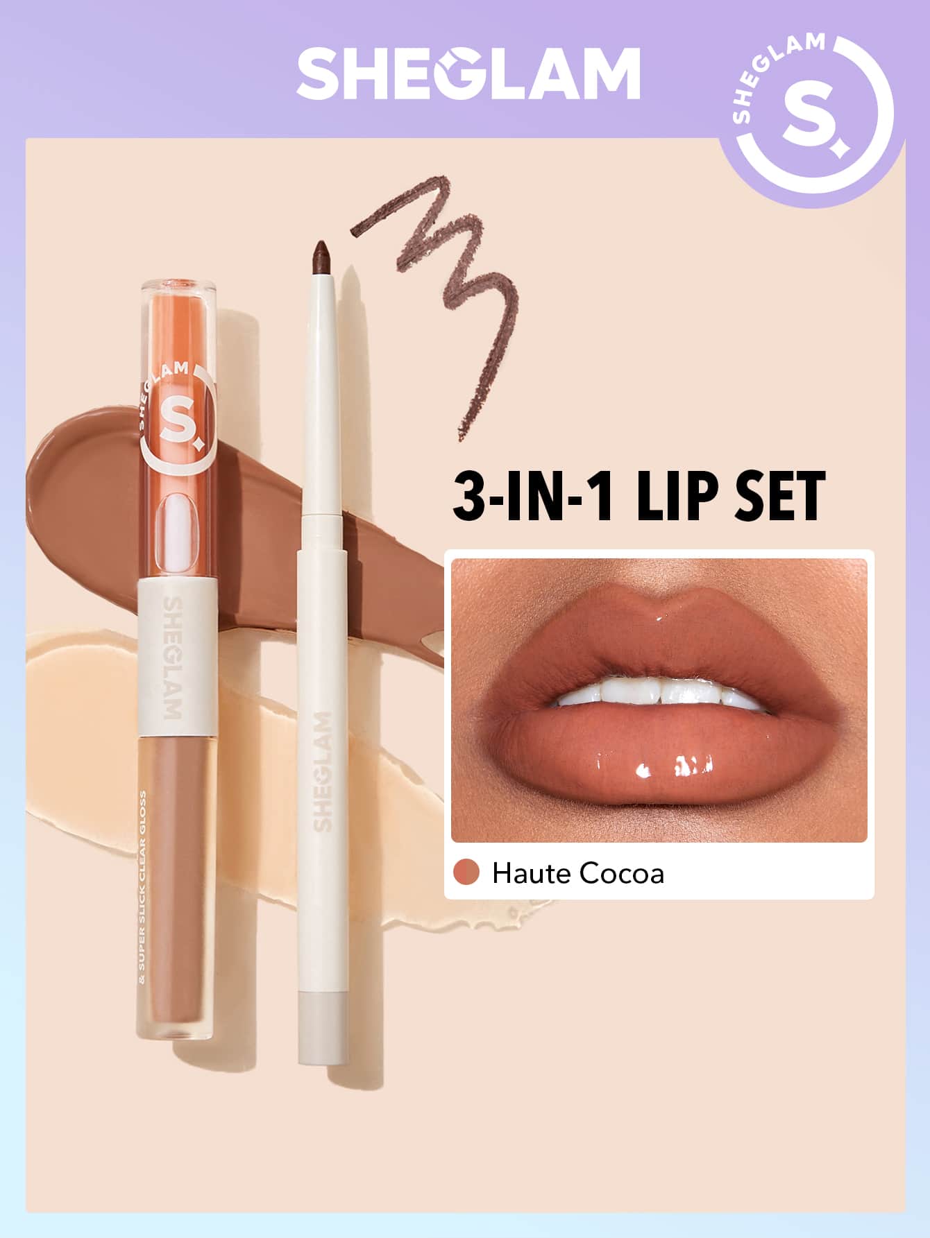 SHEGLAM Soft 90 s Glam Lip liner and Lip Duo Set Moody Taupe Lip Set
