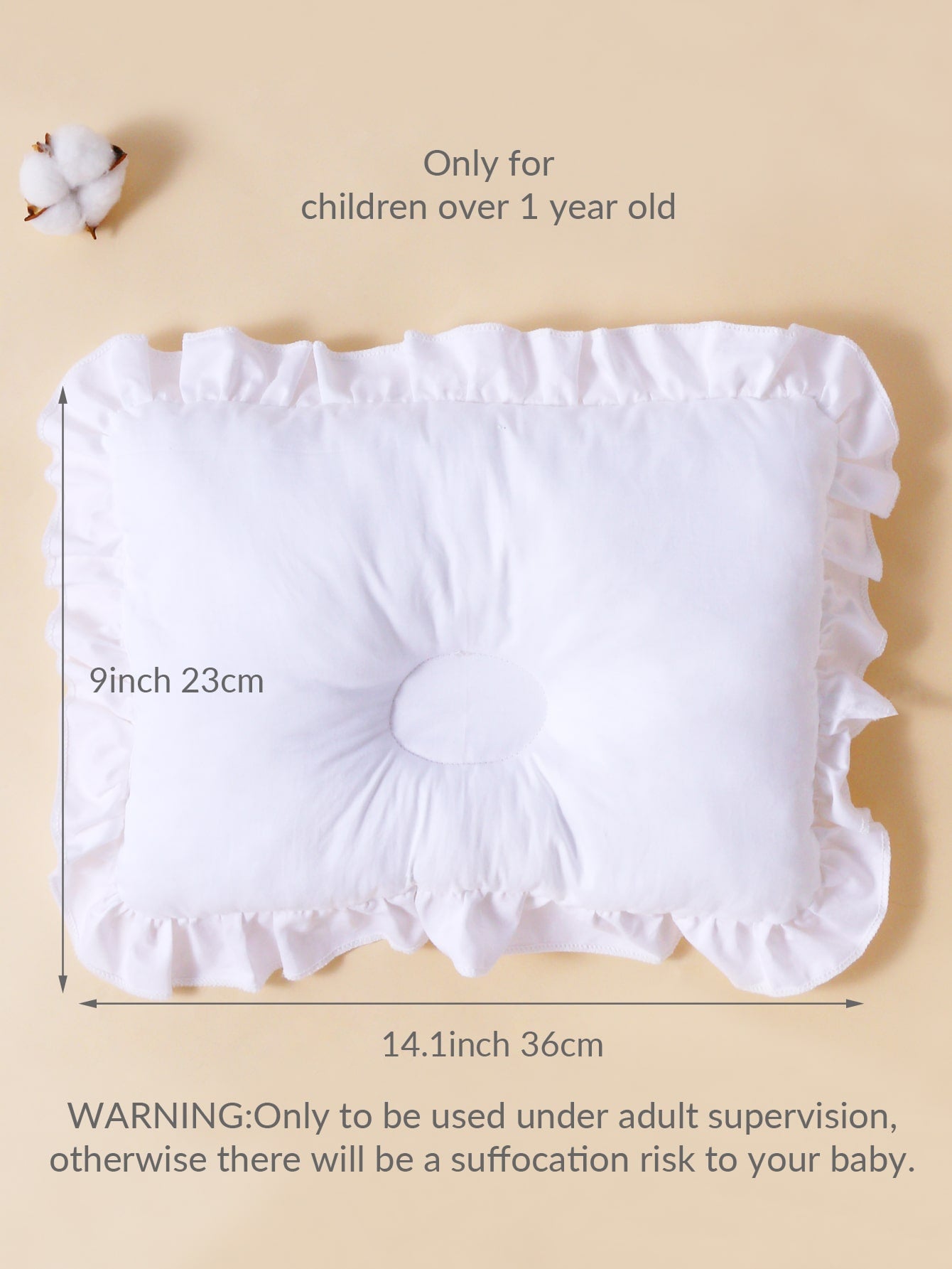 1pc Baby Ruffle Trim Pillow