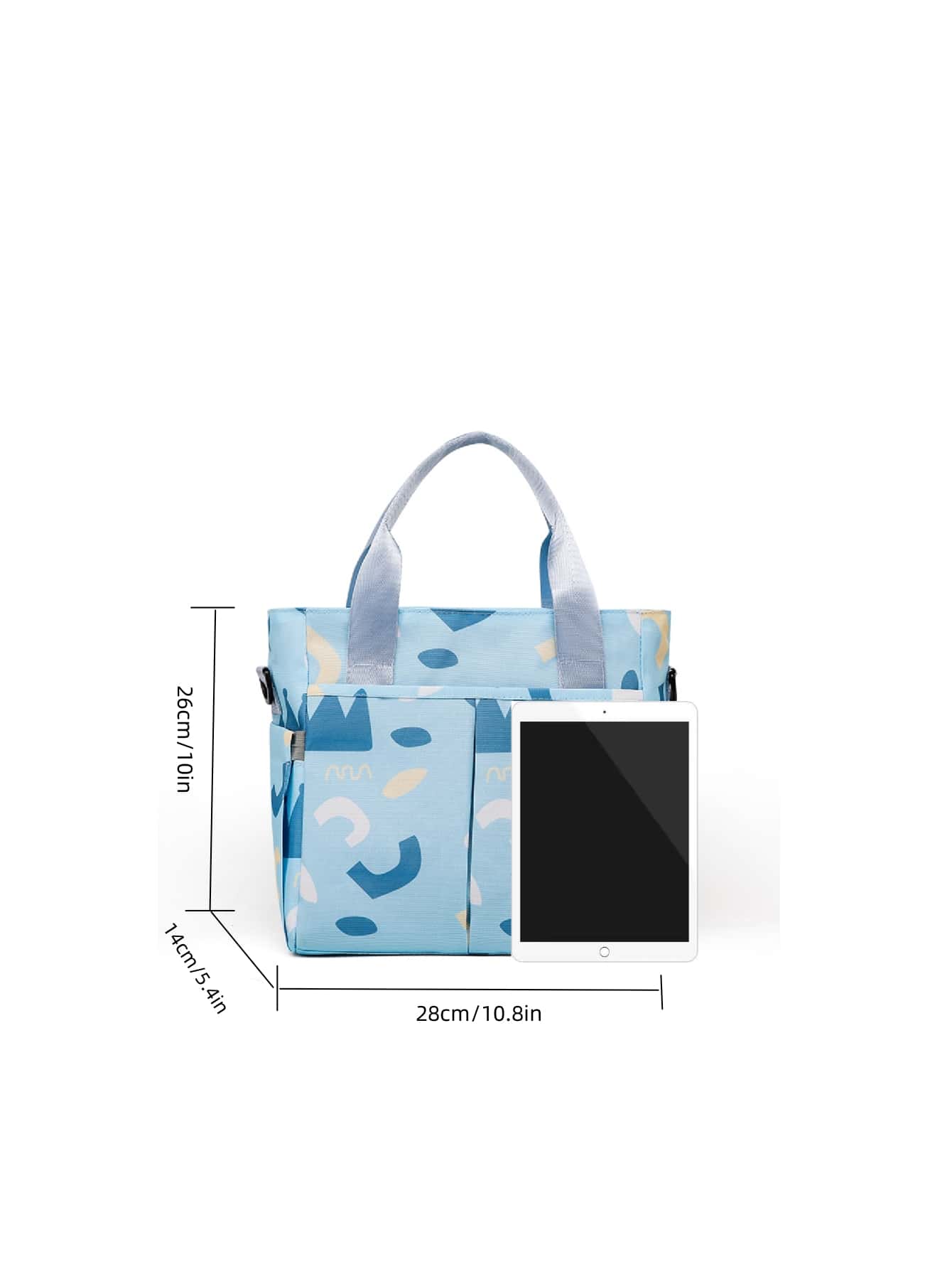 1pc Baby Geometric Pattern Patch Detail Diaper Bag