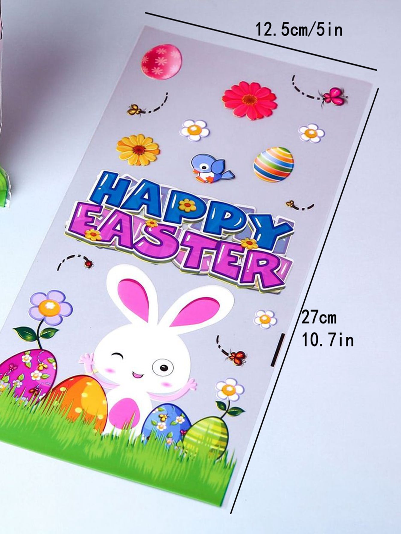 50pcs Easter Rabbit Slogan Graphic Gift Bag Cartoon PVC Candy Chocolate Wrapping Bag For Holiday