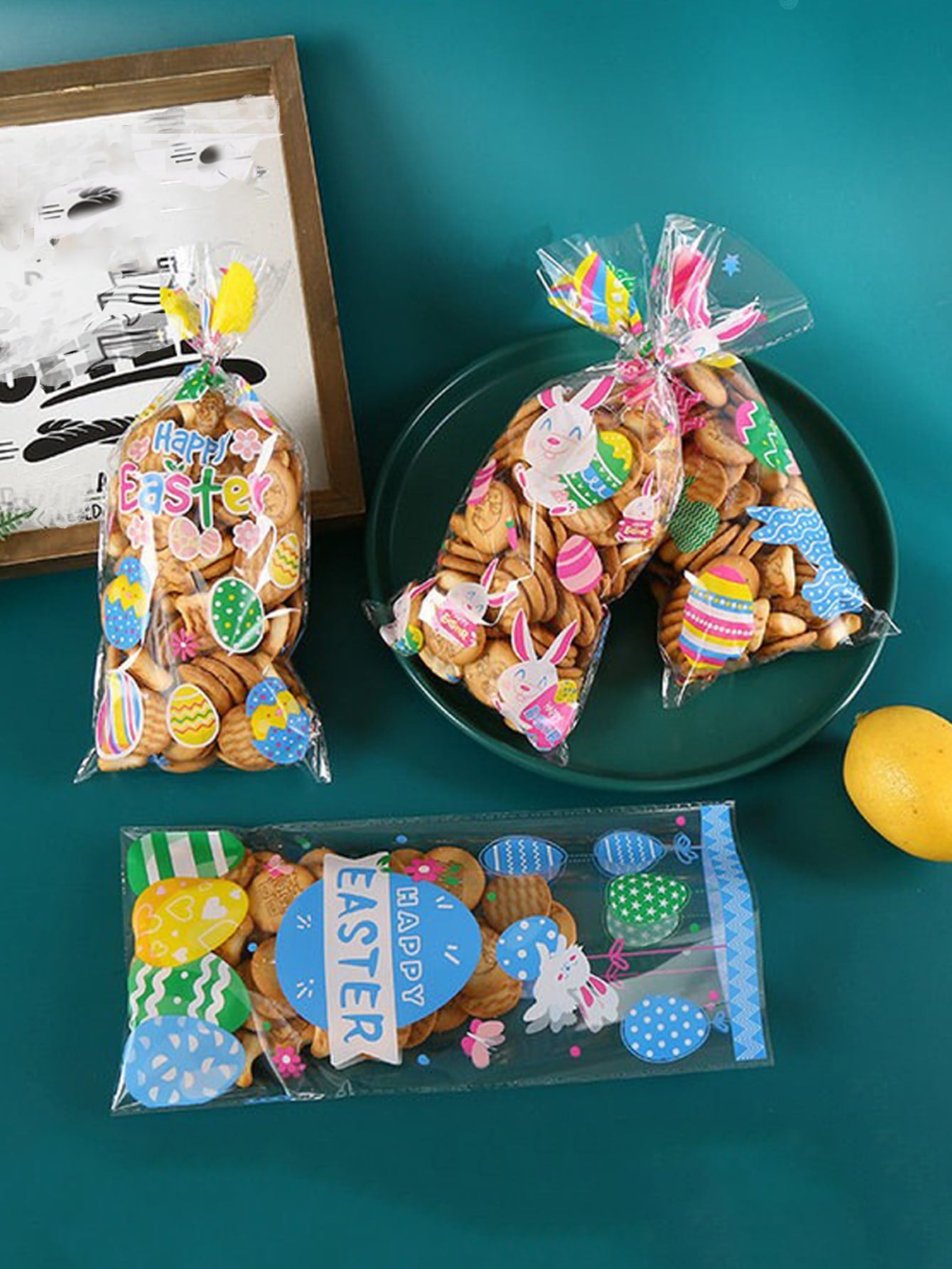 50pcs Easter Rabbit Slogan Graphic Packaging Bag
