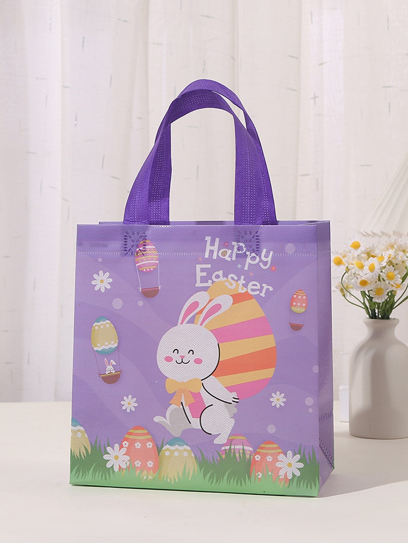 4pcs Easter Rabbit Egg Pattern Gift Bag Cartoon Cute Gift Wrapping Bag For Easter Party