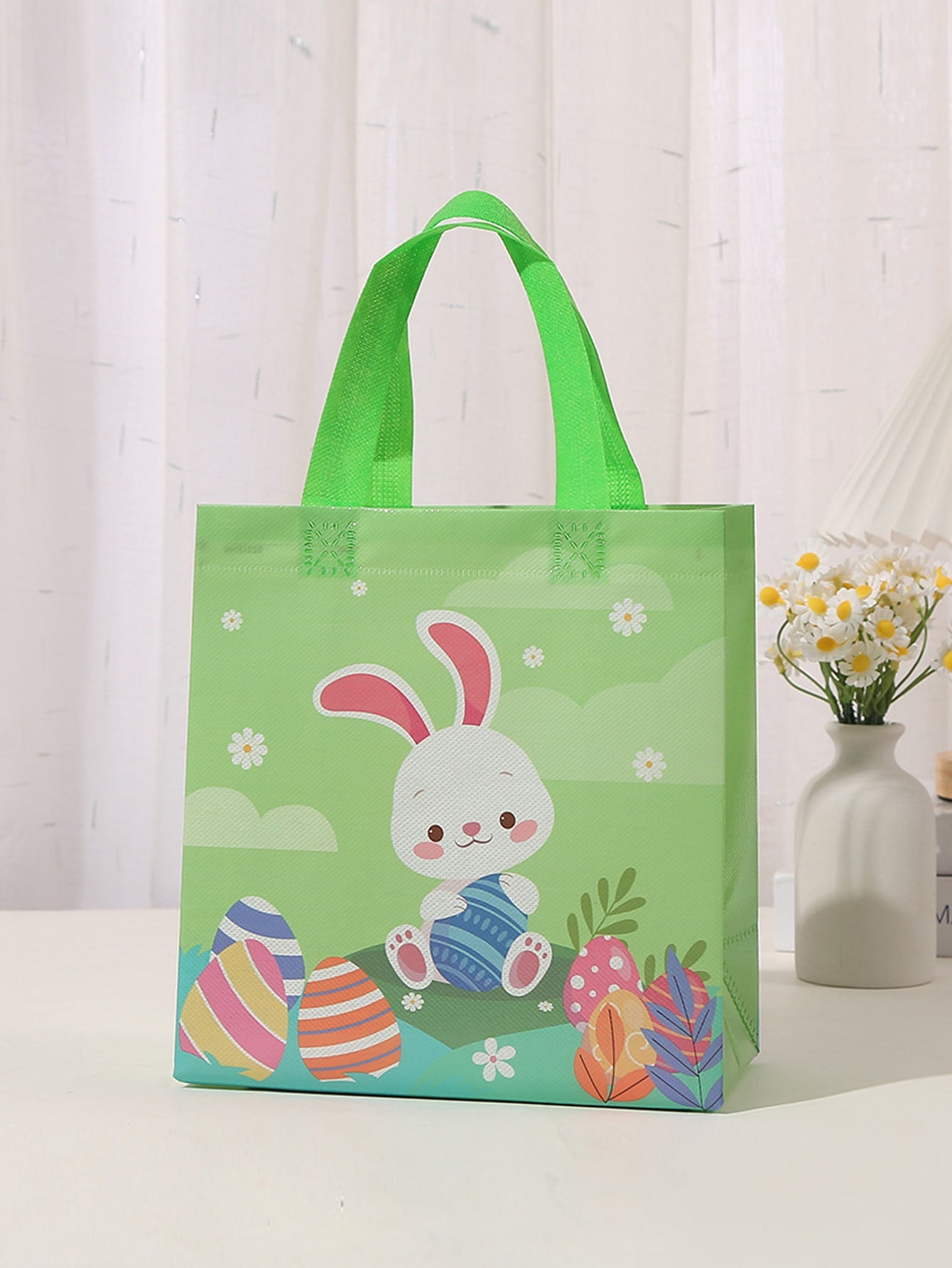 4pcs Easter Rabbit Egg Pattern Gift Bag Cartoon Cute Gift Wrapping Bag For Easter Party