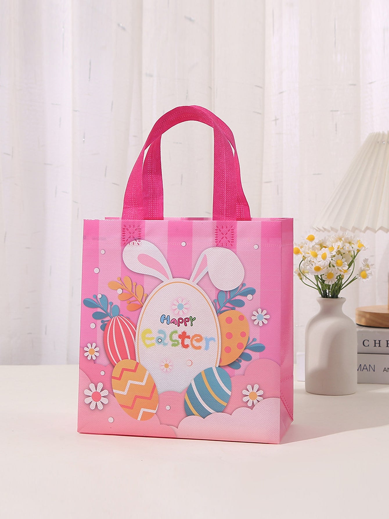 4pcs Easter Rabbit Egg Pattern Gift Bag Cartoon Cute Gift Wrapping Bag For Easter Party