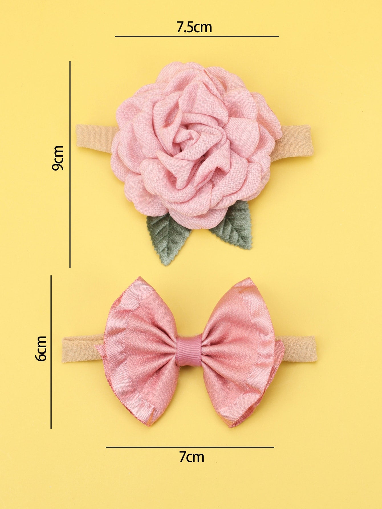 2pcs Baby Flower Bow Decor Hairband