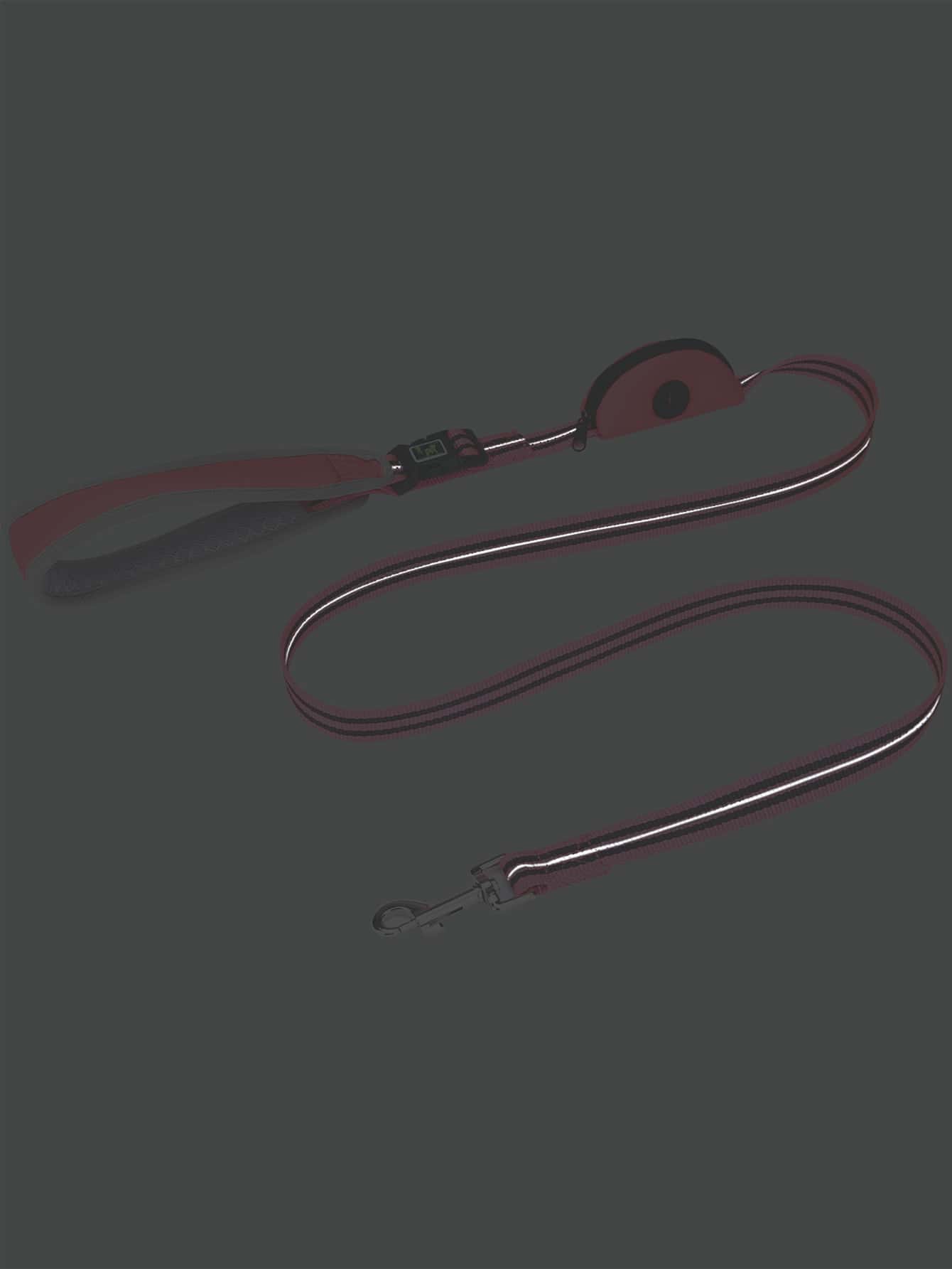 1pc Two Tone Pet Leash With Poopbag Dispenser 1roll Poopbag