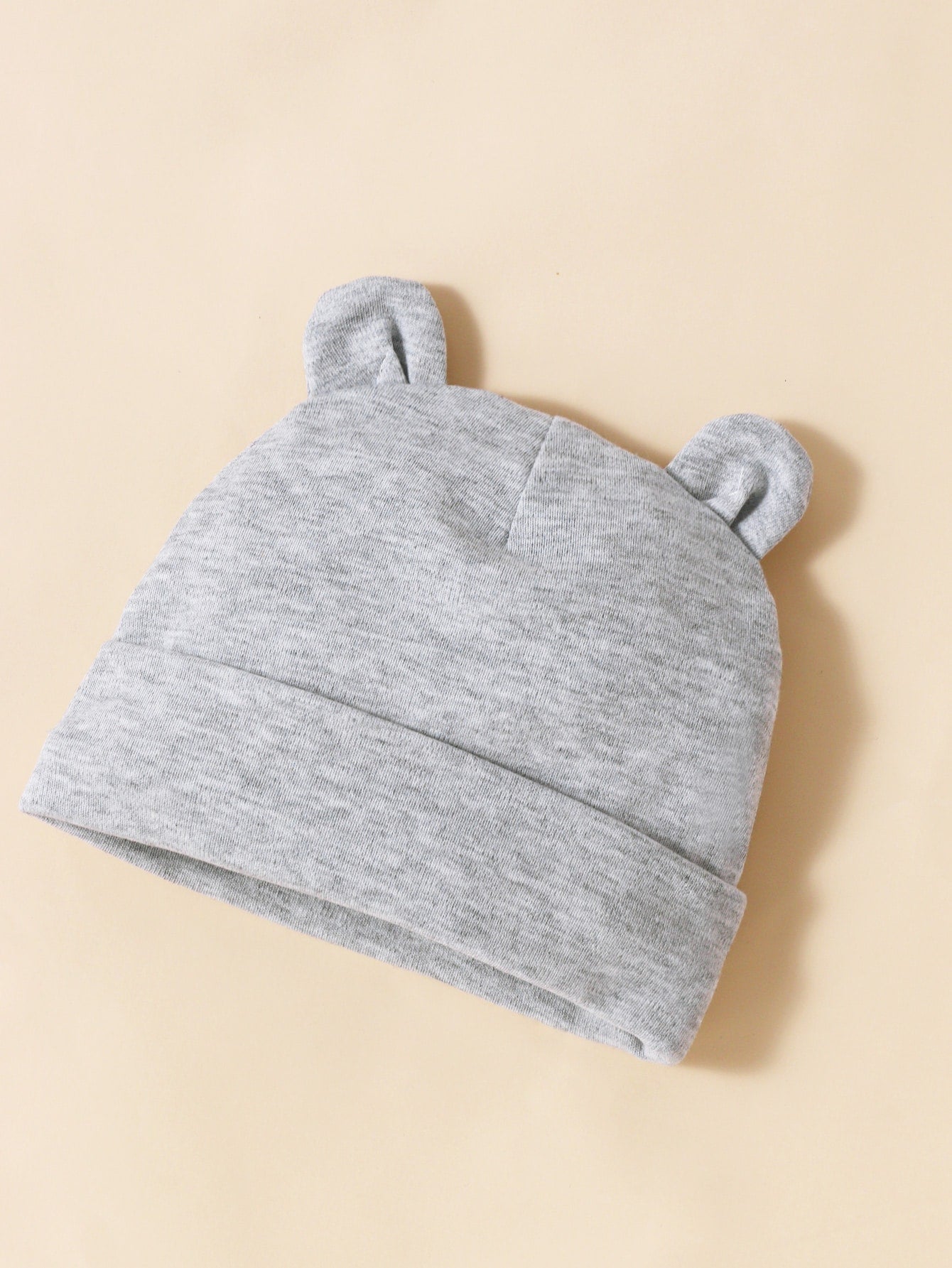 1pc Baby Solid Swaddling Blanket 1pc Cartoon Ear Decor Hat