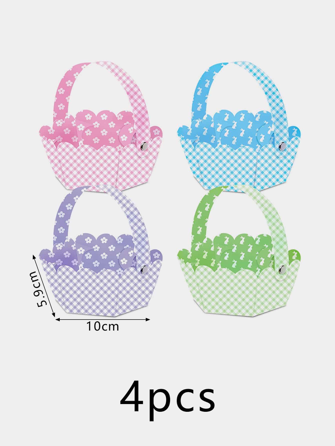 4pcs set Paper Gift Box Floral Gingham Pattern Gift Packaging Box For Party