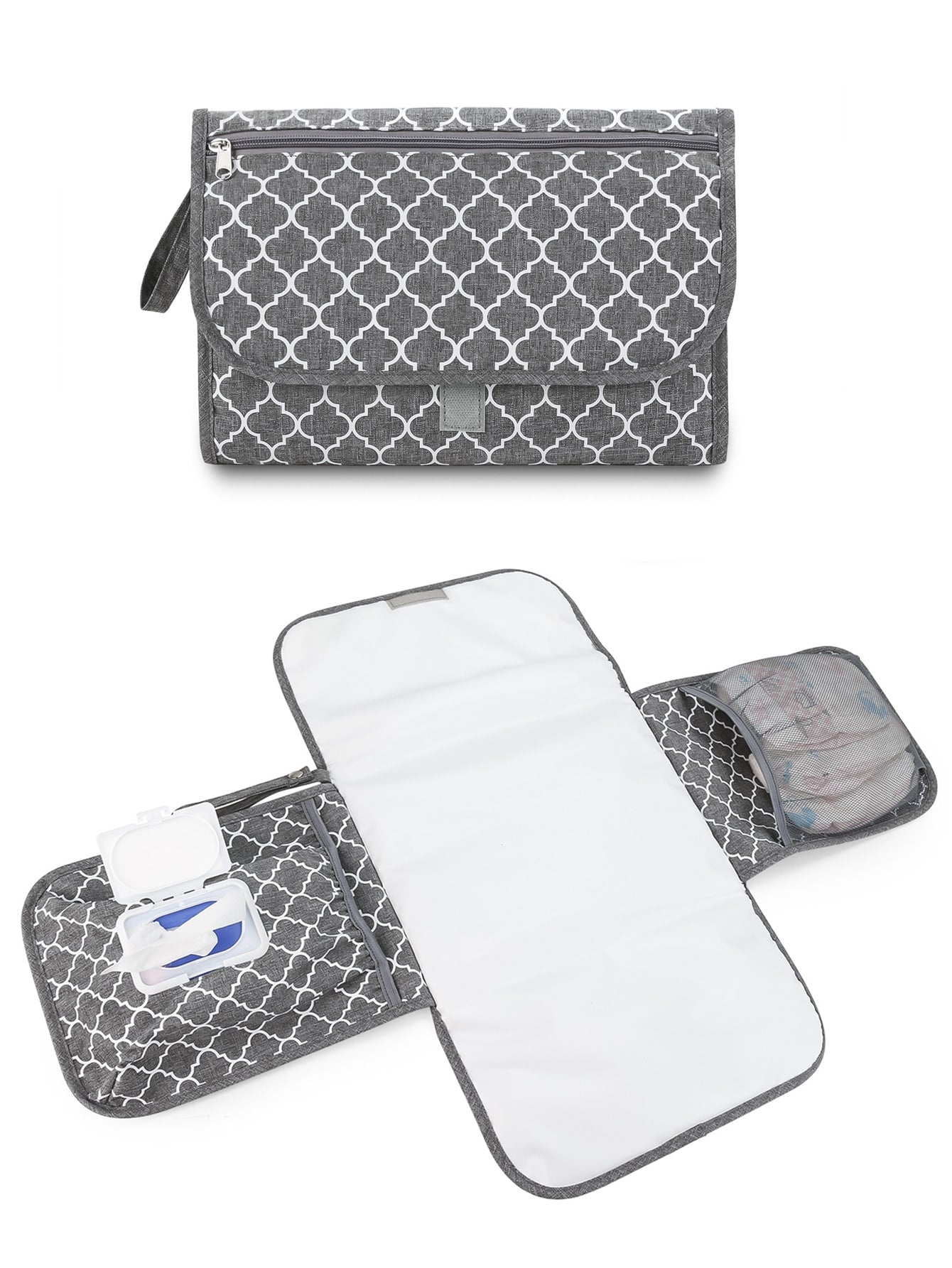 1pc Baby Geometric Pattern Portable Waterproof Diaper Bag