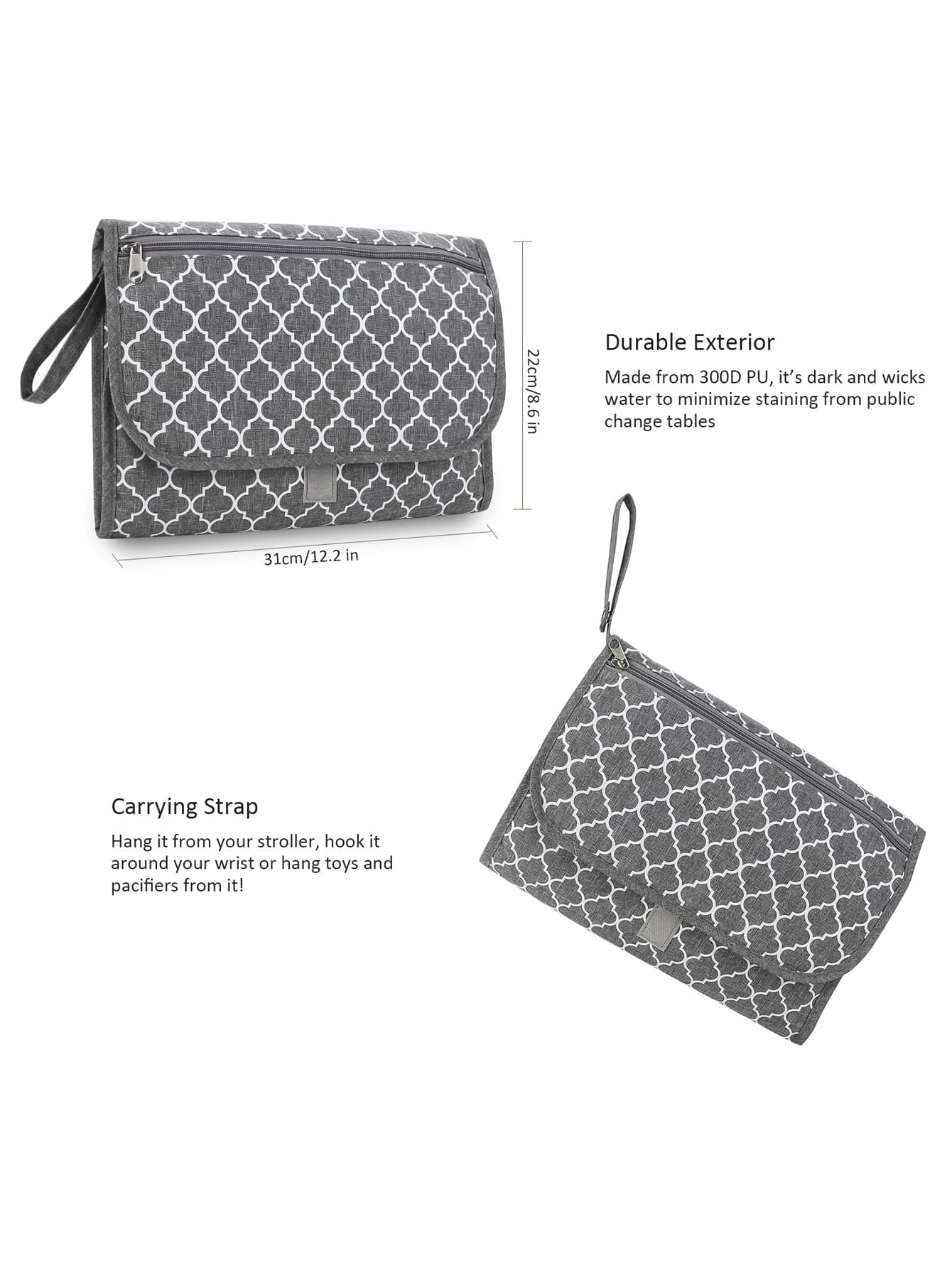 1pc Baby Geometric Pattern Portable Waterproof Diaper Bag