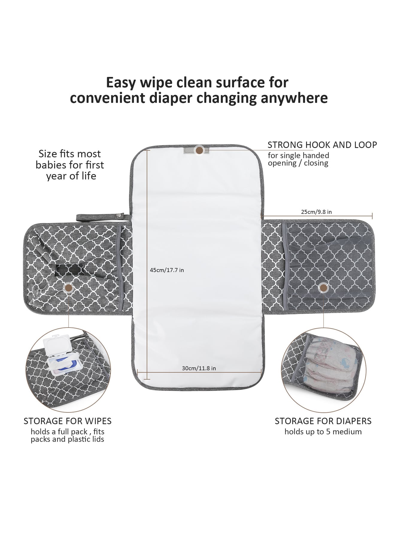 1pc Baby Geometric Pattern Portable Waterproof Diaper Bag