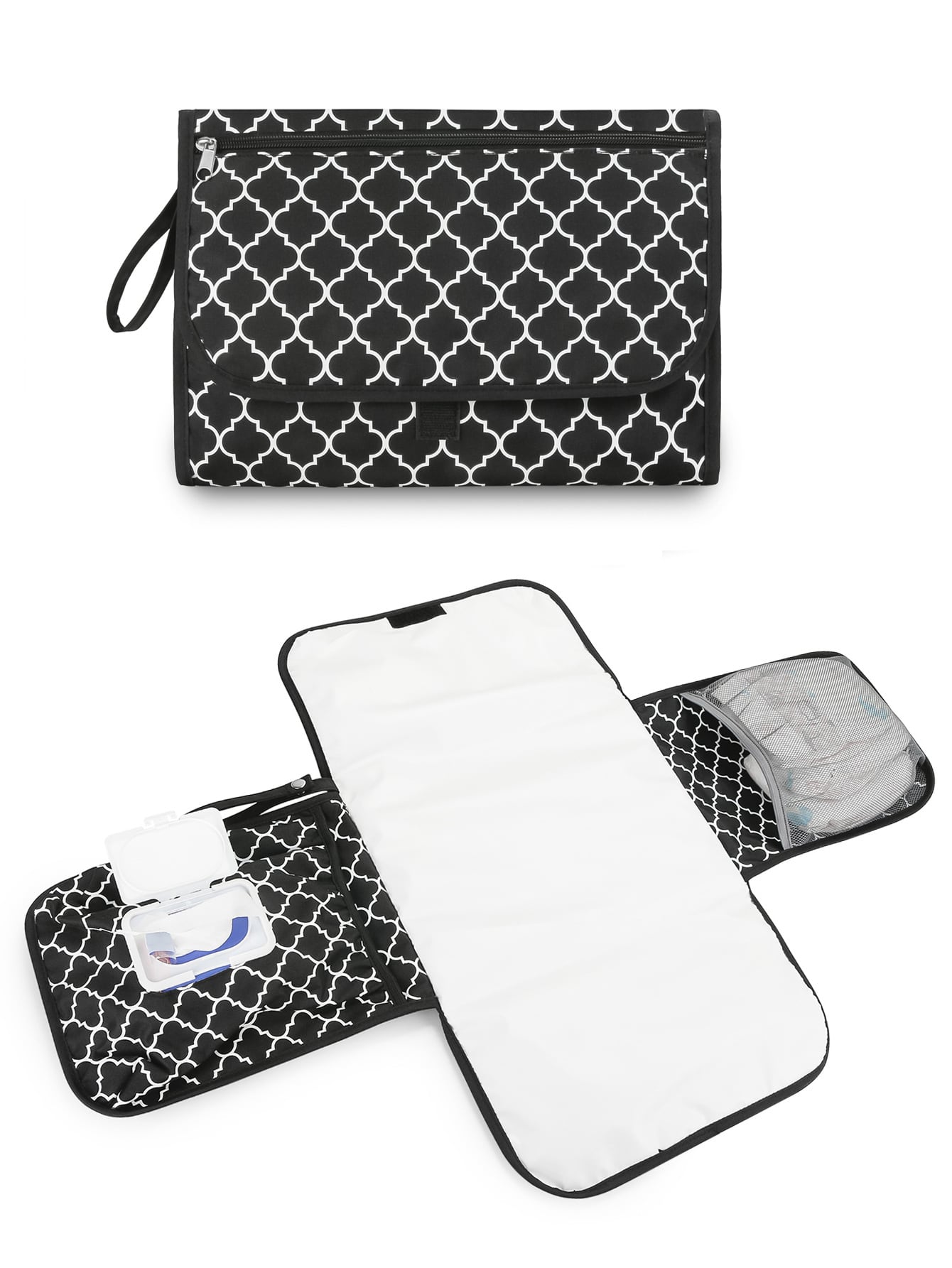 1pc Baby Geometric Pattern Portable Waterproof Diaper Bag