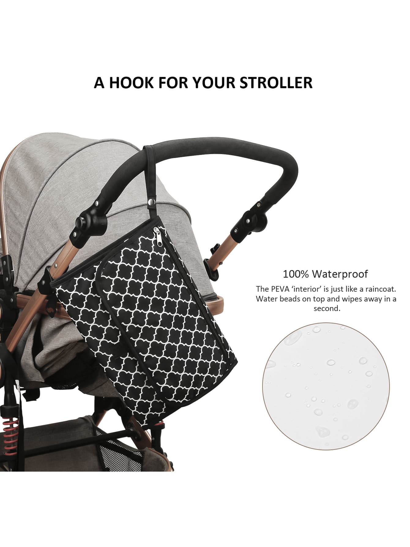 1pc Baby Geometric Pattern Portable Waterproof Diaper Bag