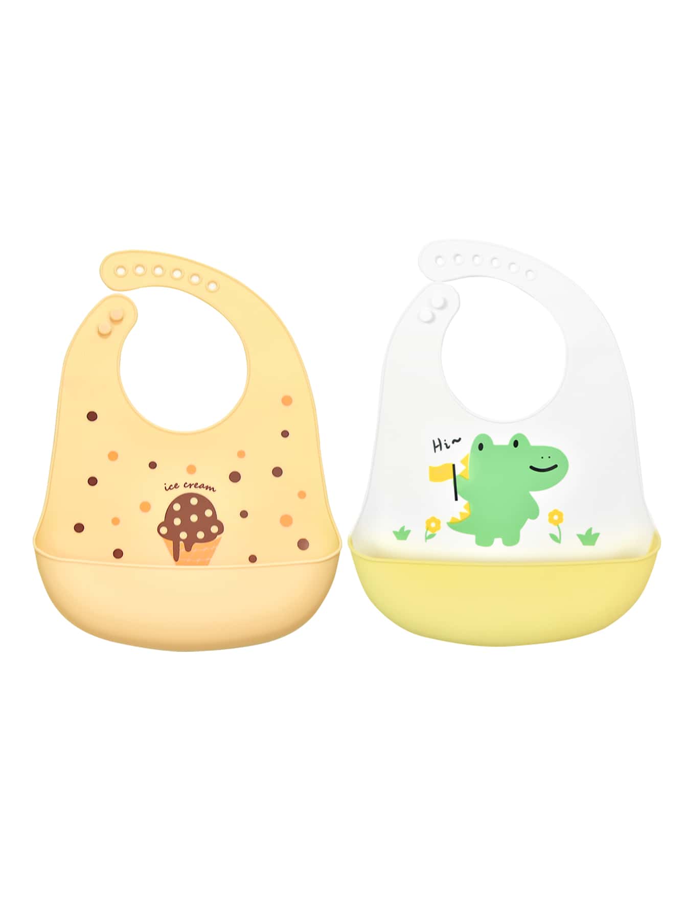2pcs Baby Ice Cream & Frog Pattern Bib