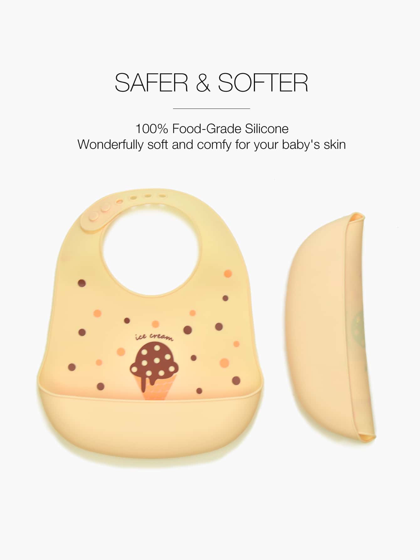 2pcs Baby Ice Cream & Frog Pattern Bib