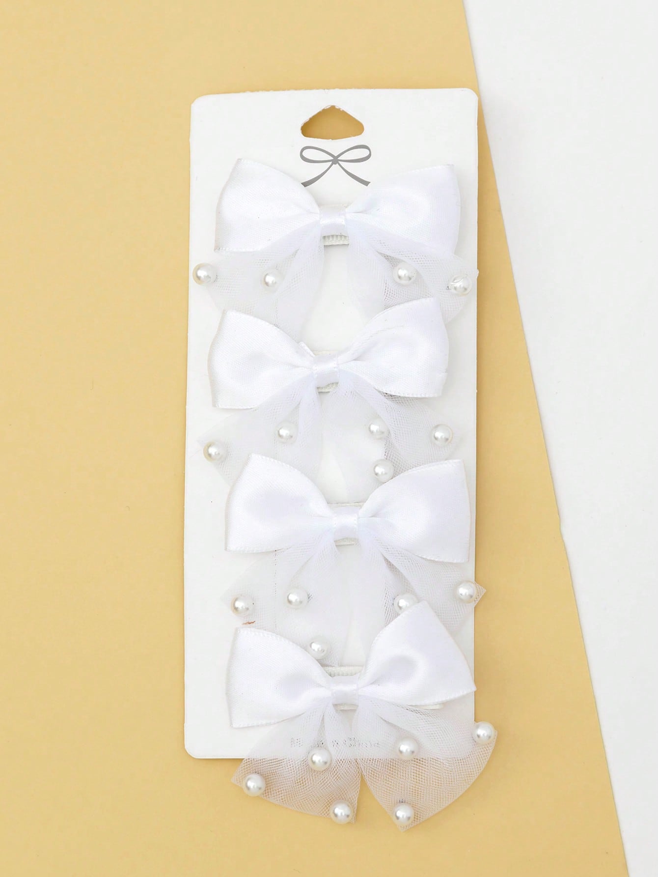 4pcs Toddler Girls Bow & Faux Pearl Decor Fashionable Hair Clip For Daily Decoration