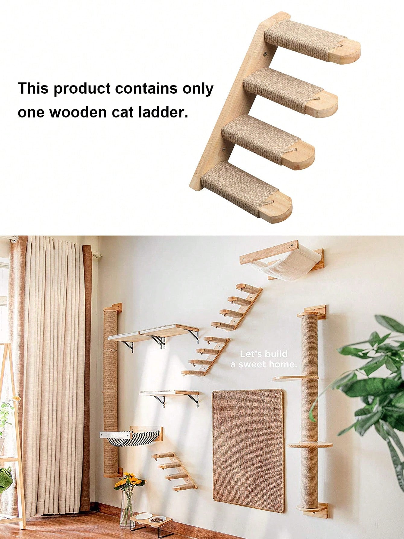 1pc Wall Mounted Cat Climbing Ladder For Cat For Play