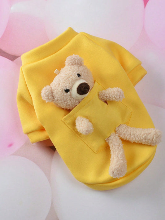 1pc Bear Decor Pet Sweatshirt For Dog And Cat For Spring