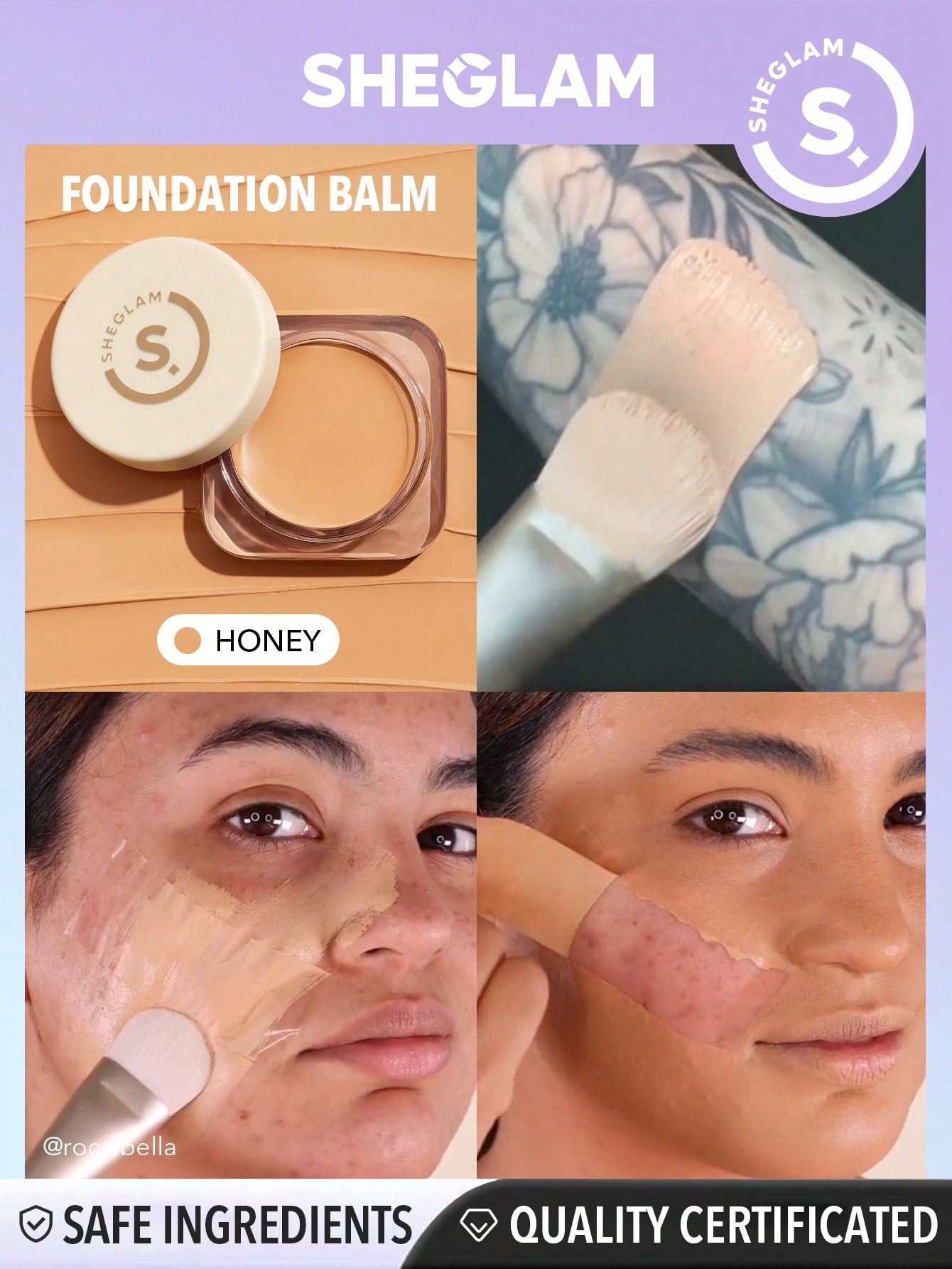 SHEGLAM Full Coverage Foundation Balm-Shell Long Lasting Flawless Moisturizing Foundation Oil-Control Color Corrector Concealer Poreless Cover Blemish Non-Greasy Non-Caking Smoother-Looking Cream Foundation